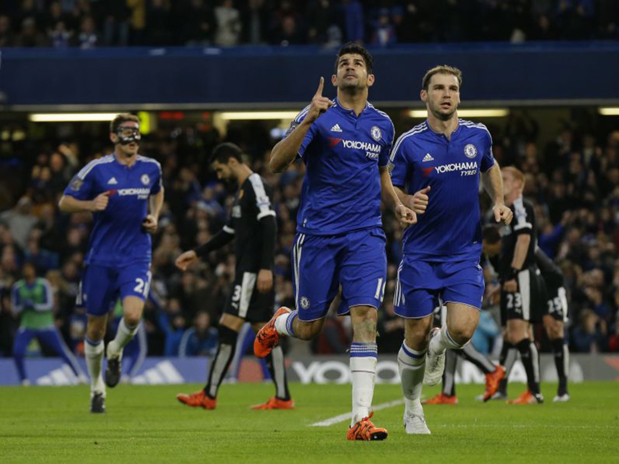 Diego Costa celebrates after scoring the opener