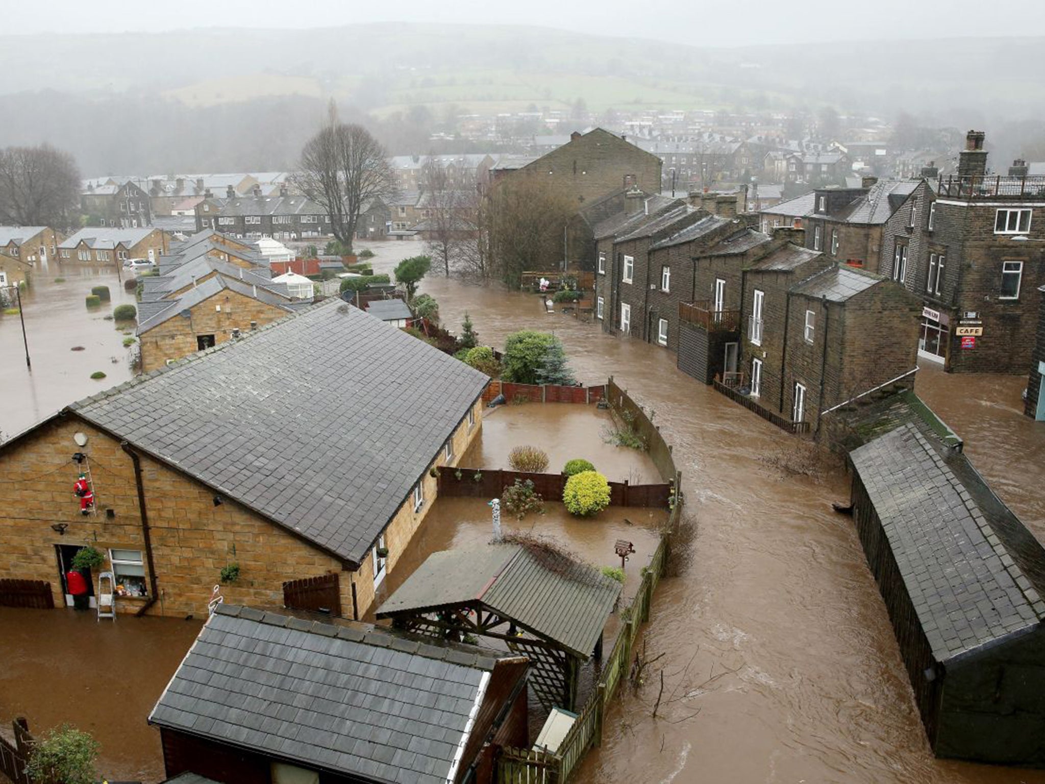 In Mytholmroyd, West Yorkshire, the River Calder burst its banks