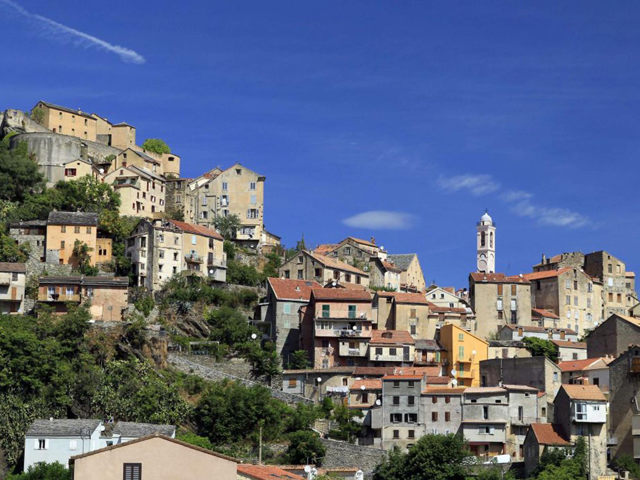 The town of Corte in central Corsica