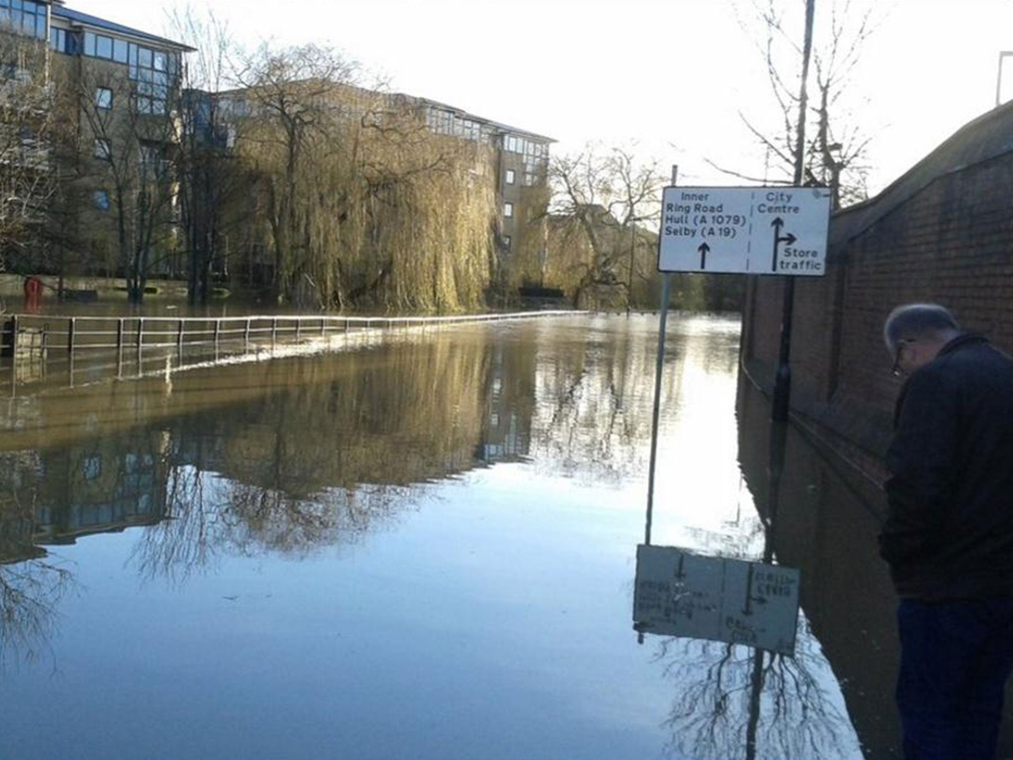 Flooding along York's Inner Ring Road on 27 December