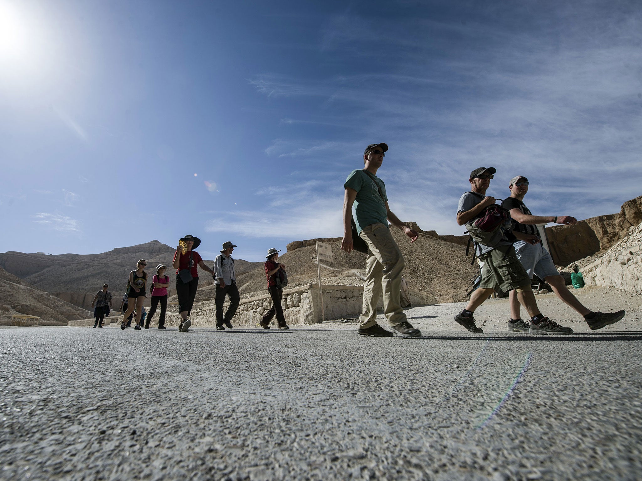 Tourists visit the Valley of the Kings