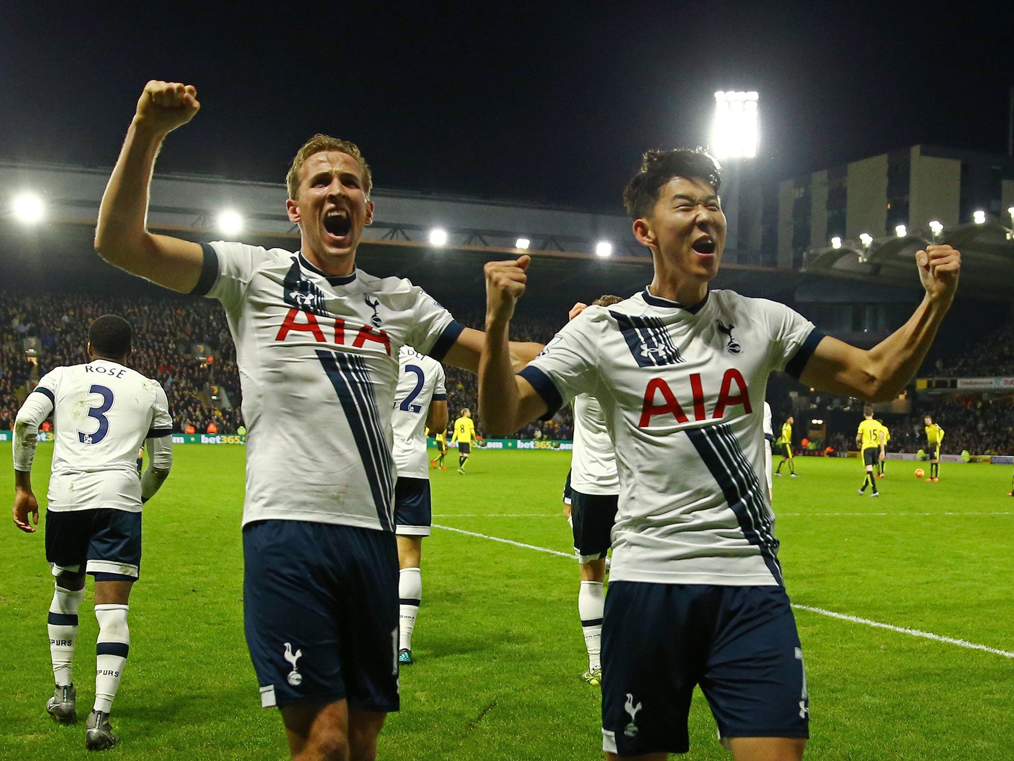 Son Heung-min and Harry Kane celebrate