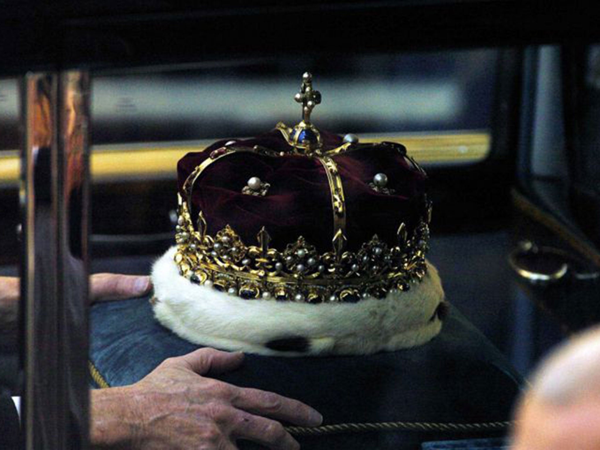 The Scottish crown jewels at the opening of the Scottish Parliament building at Holyrood in Edinburgh in 2004