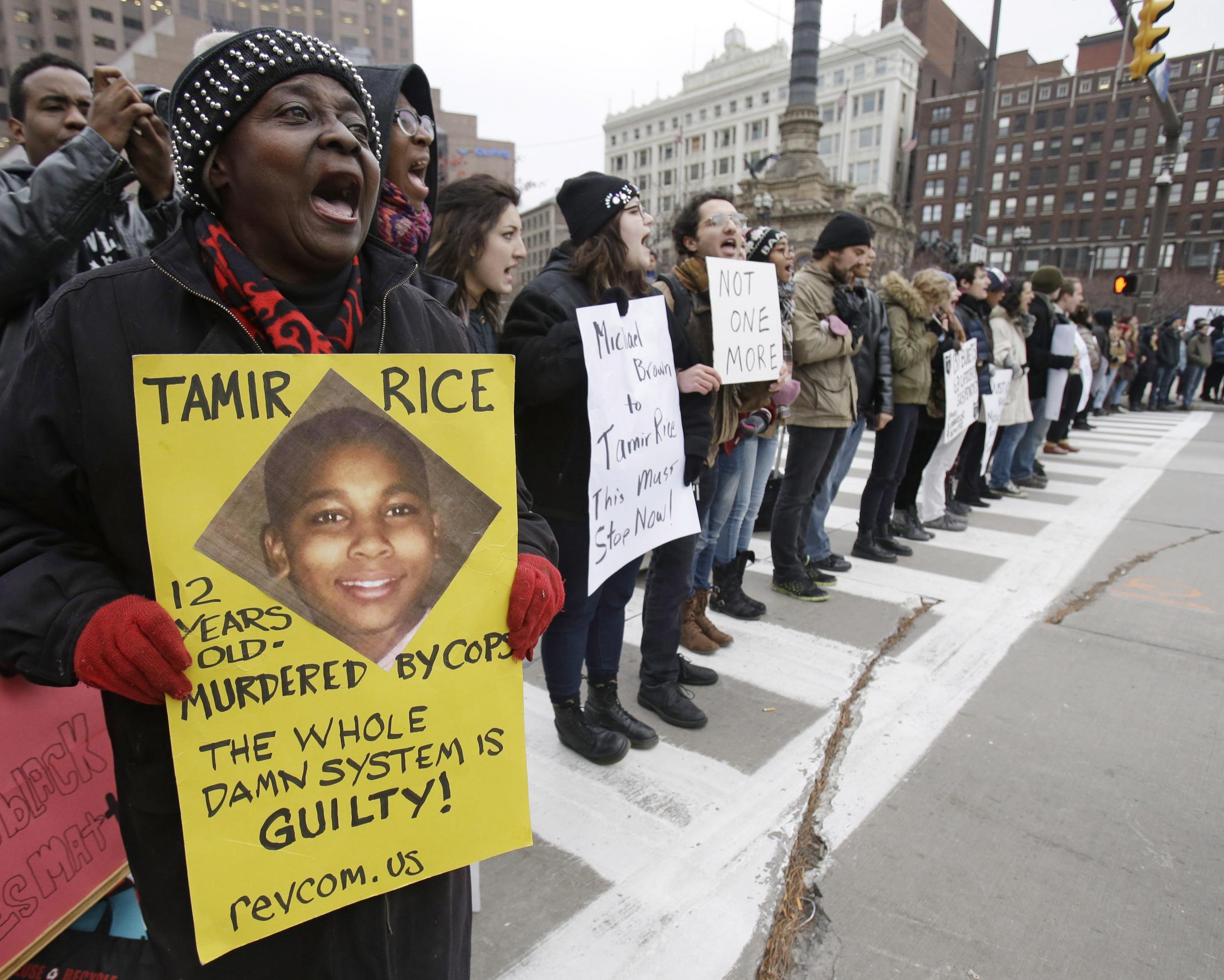 Demonstrators block traffic in Cleveland, Ohio. Tony Dejak/Associated Press