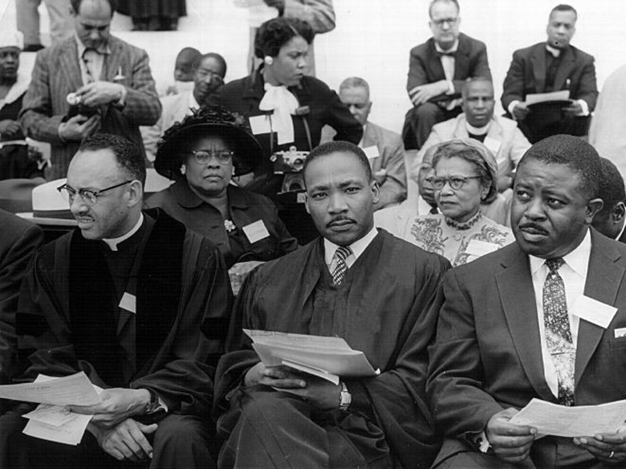 Hall opens with the firebombing of the young Rev Martin Luther-King's parish home in Montgomery, Alabama, and the incipient civil rights movement in the United States