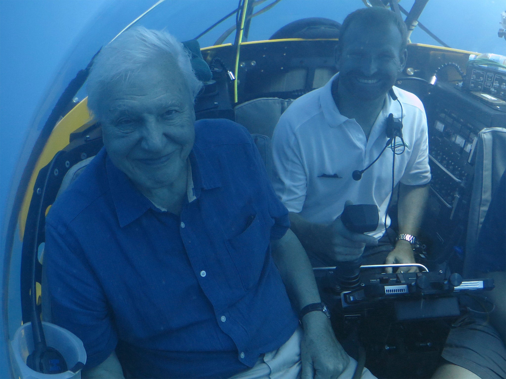 Making waves: David Attenborough with submersible pilot Buck Taylor in 'Great Barrier Reef'