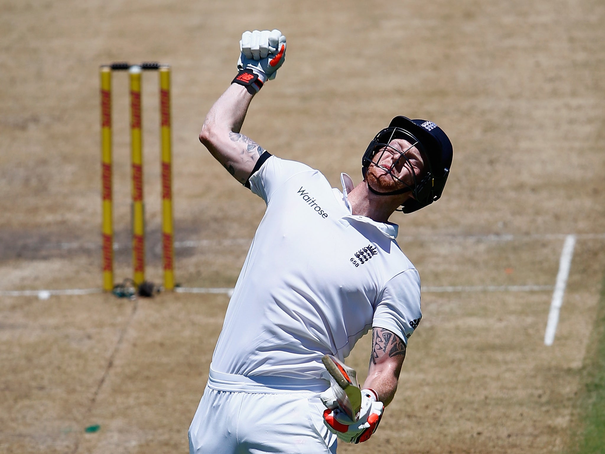 Ben Stokes celebrates his historic double century