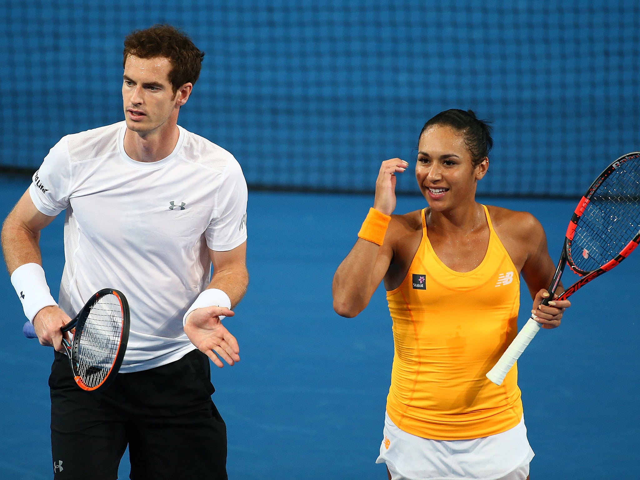 &#13;
Murray with mixed doubles partner Heather Watson&#13;