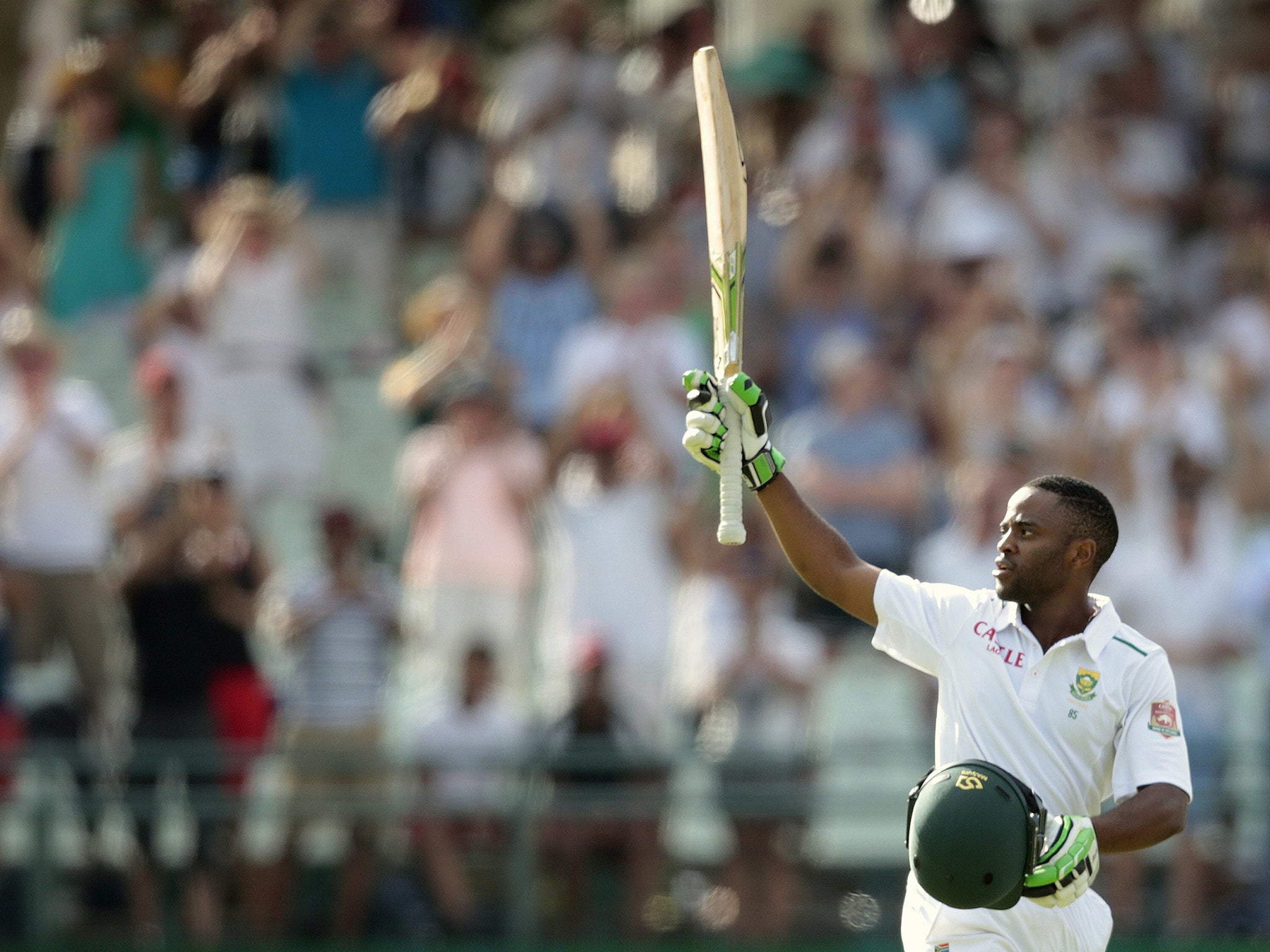 Temba Bavuma celebrates his historic century