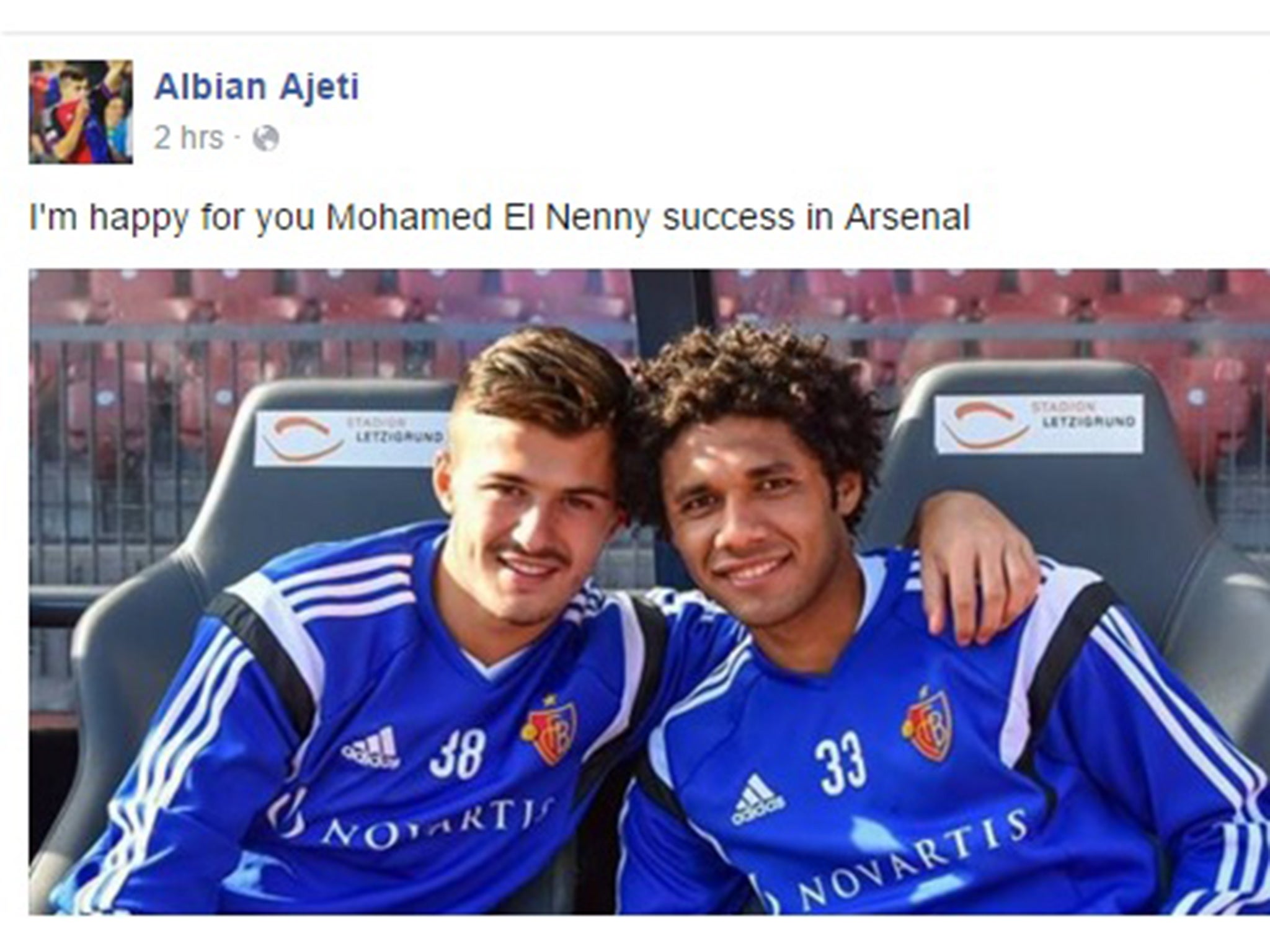 The picture posted on Albian Ajeti's Facebook page