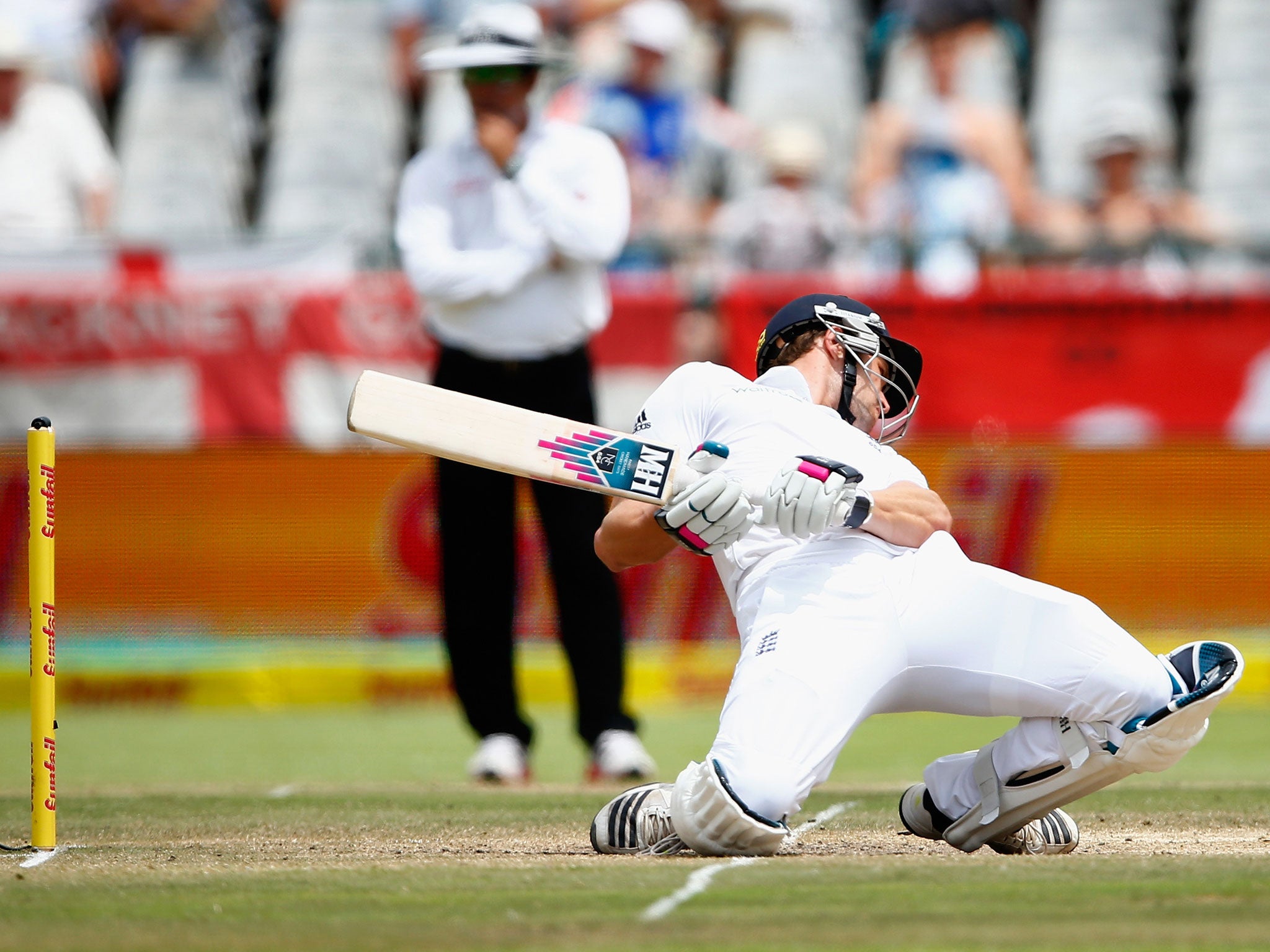 Nick Compton in action of the fifth day of the second Test