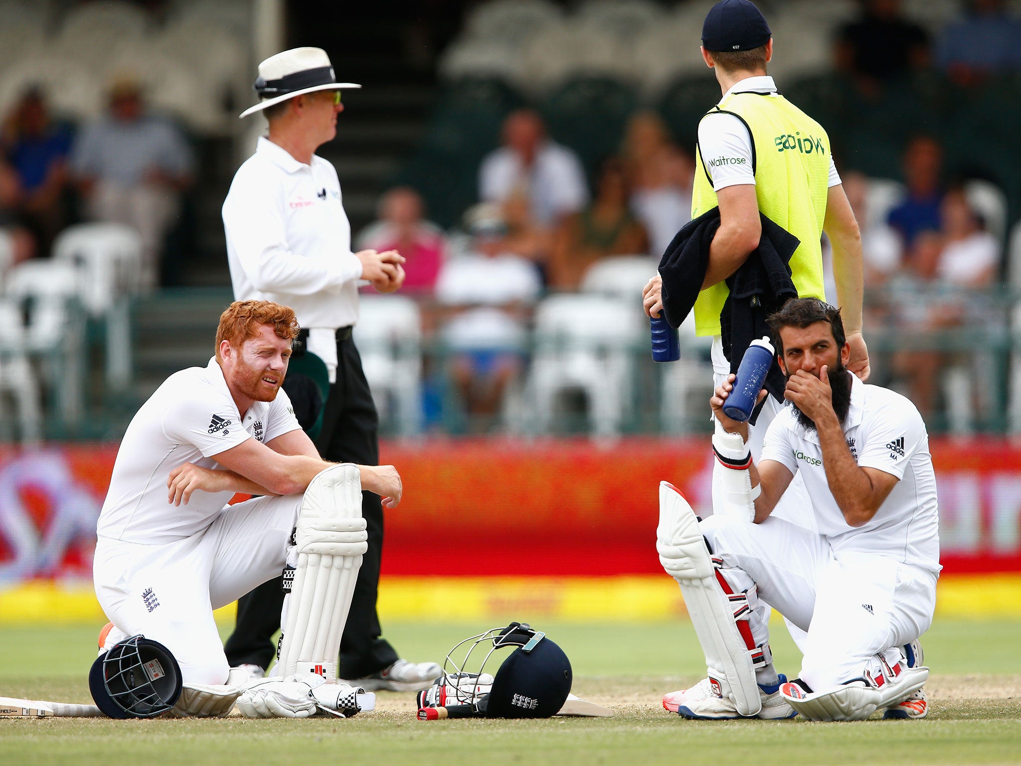 Jonny Bairstow and Moeen Ali on the final day of the second Test