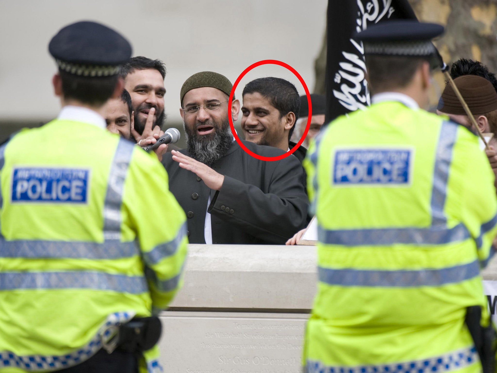 Siddhartha Dhar, circled, at an Al Muhajiroun rally in 2011