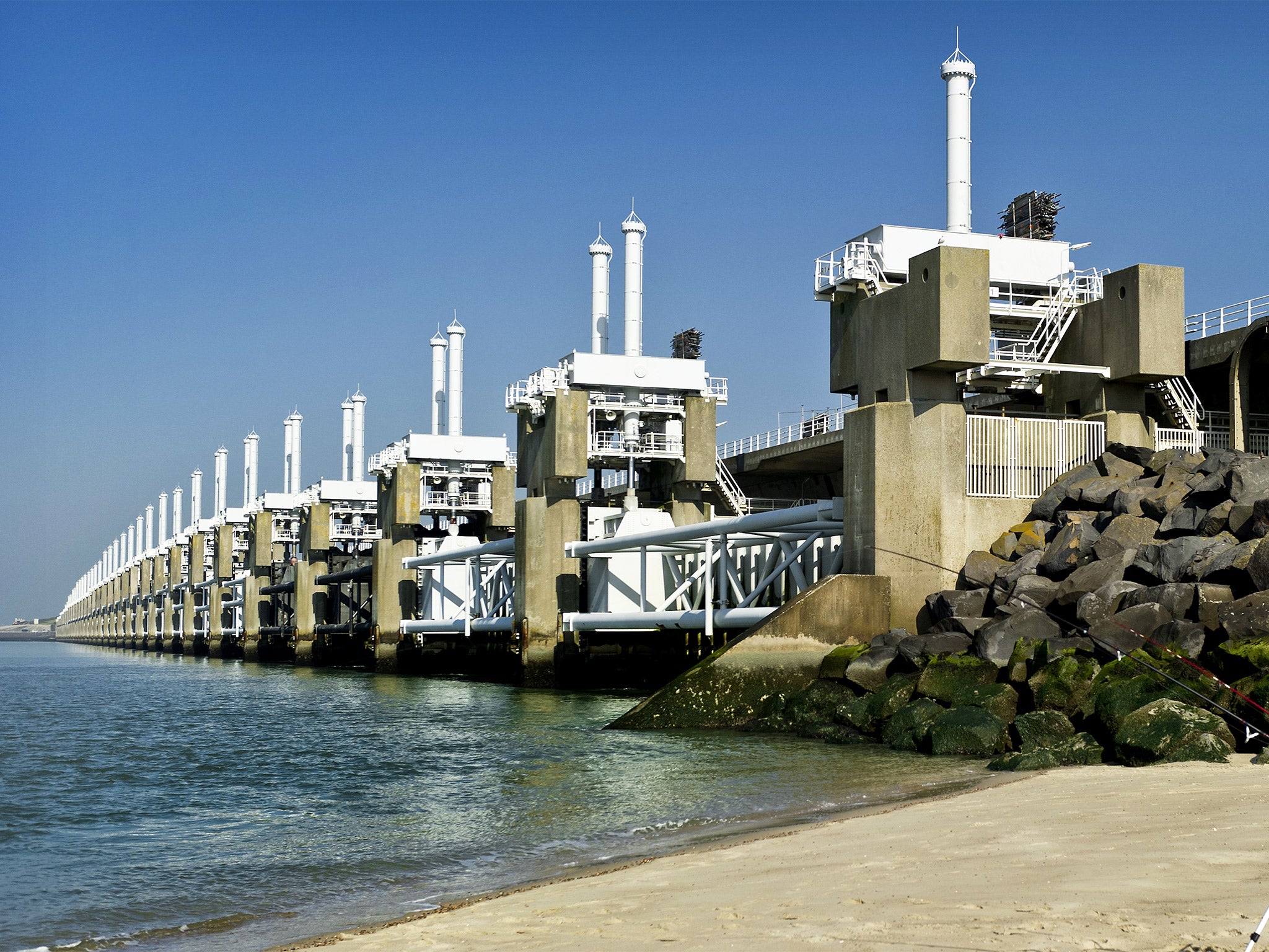 A storm surge barrier in the Netherlands, one of the measures that has kept the Dutch safe from flooding