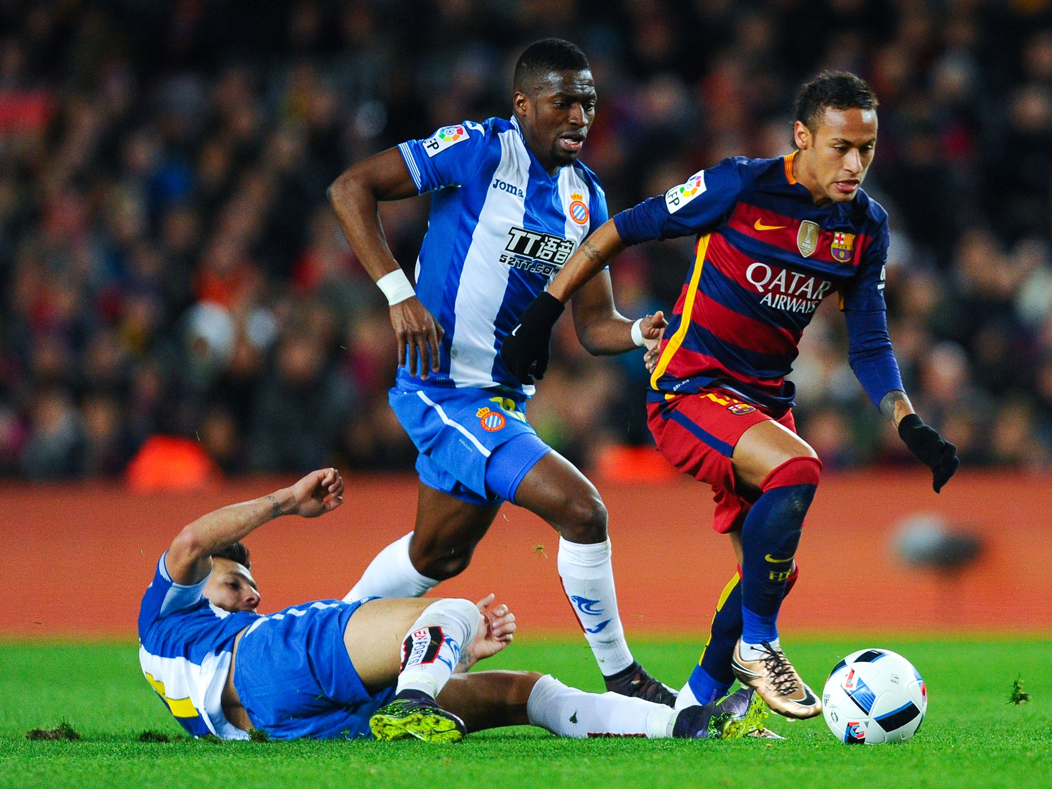 Pape Diop (centre) was sent off after telling Suarez 'I s*** on your w***e mother'