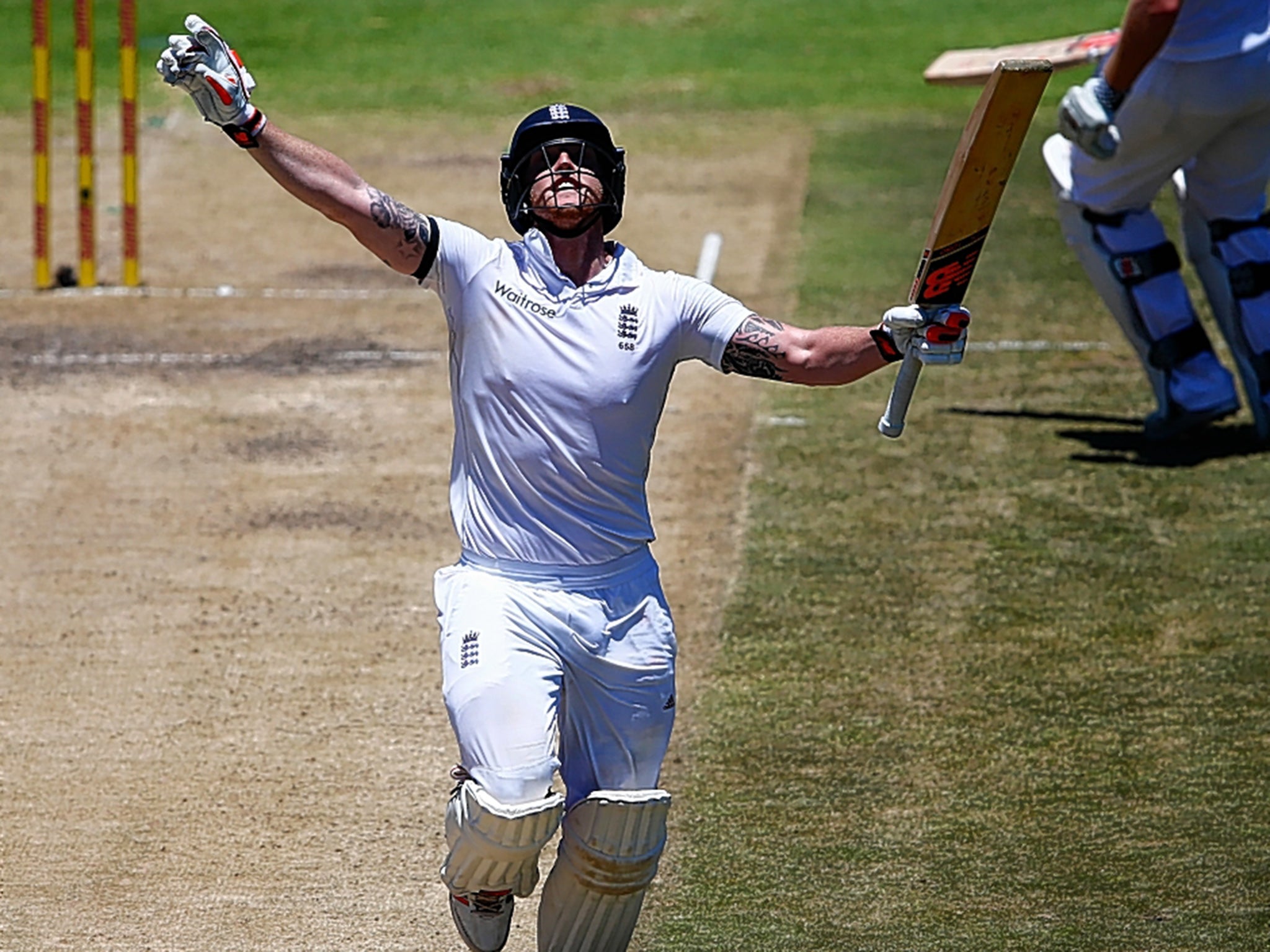 Ben Stokes celebrates his brilliant innings