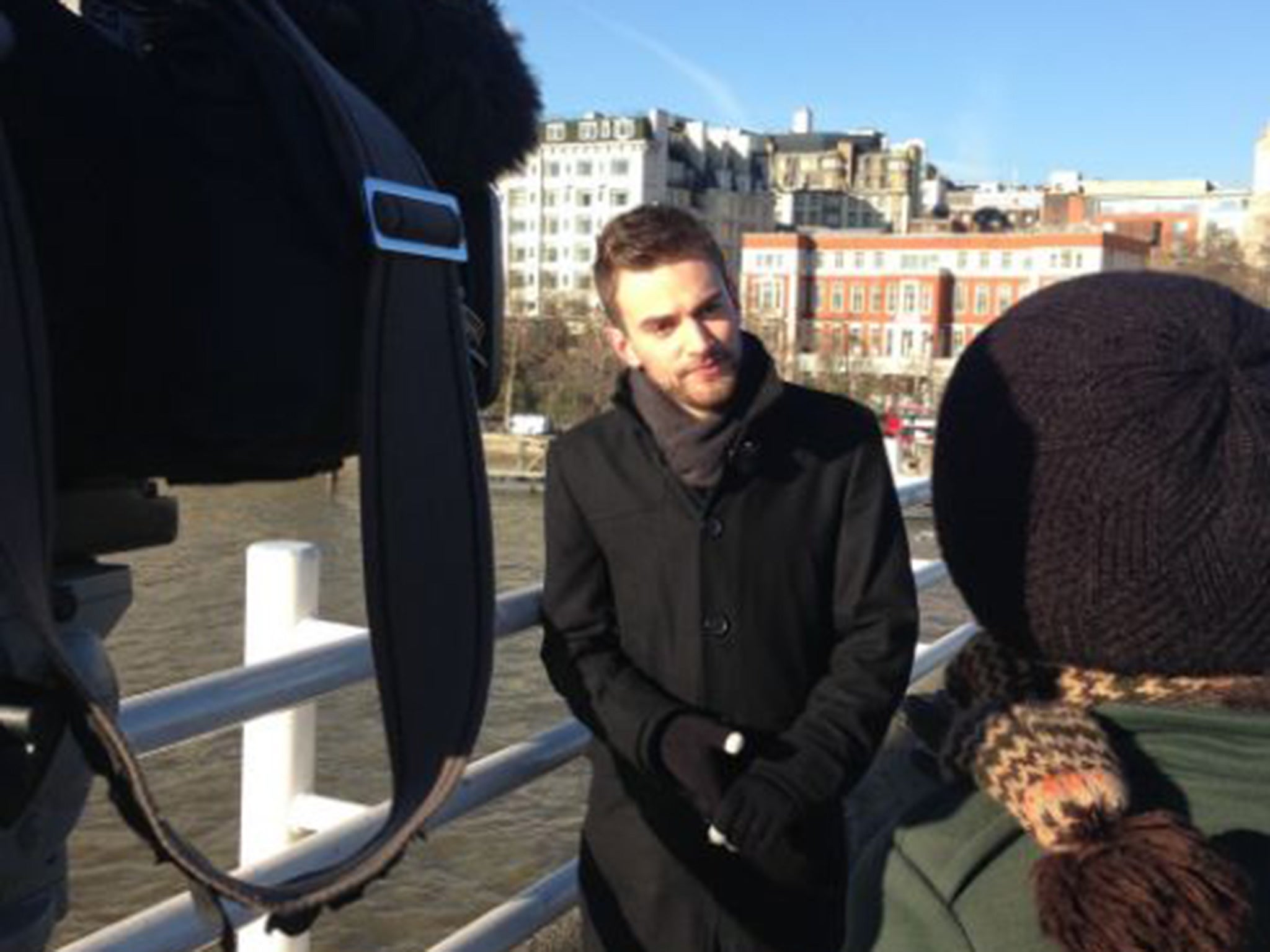 Jonny Benjamin on Waterloo Bridge, where he tried to kill himself