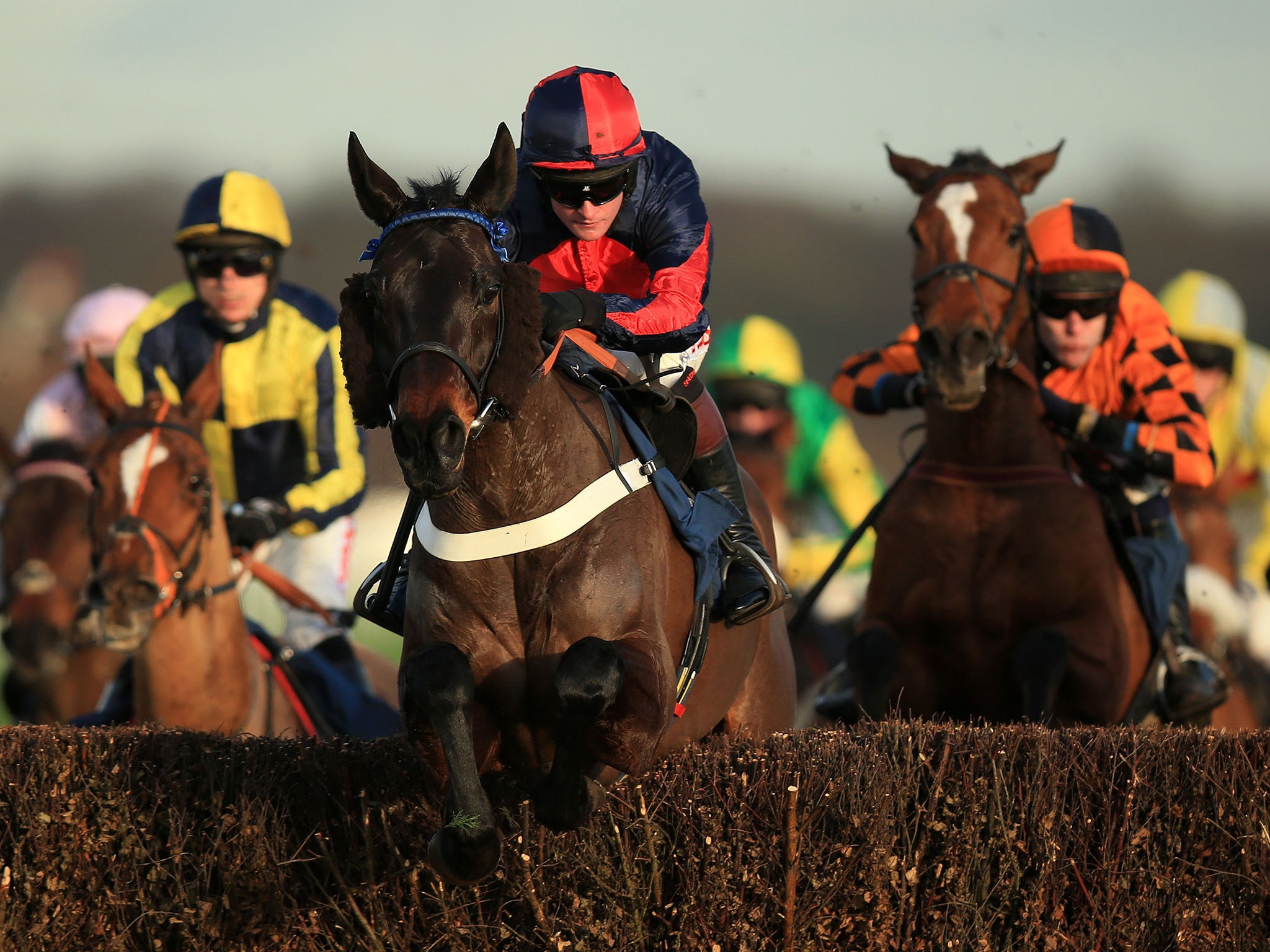 Henry Brooke leads on Askamore Darsi en route to victory in the novice handicap chase at Doncaster yesterday for trainer Donald McCain