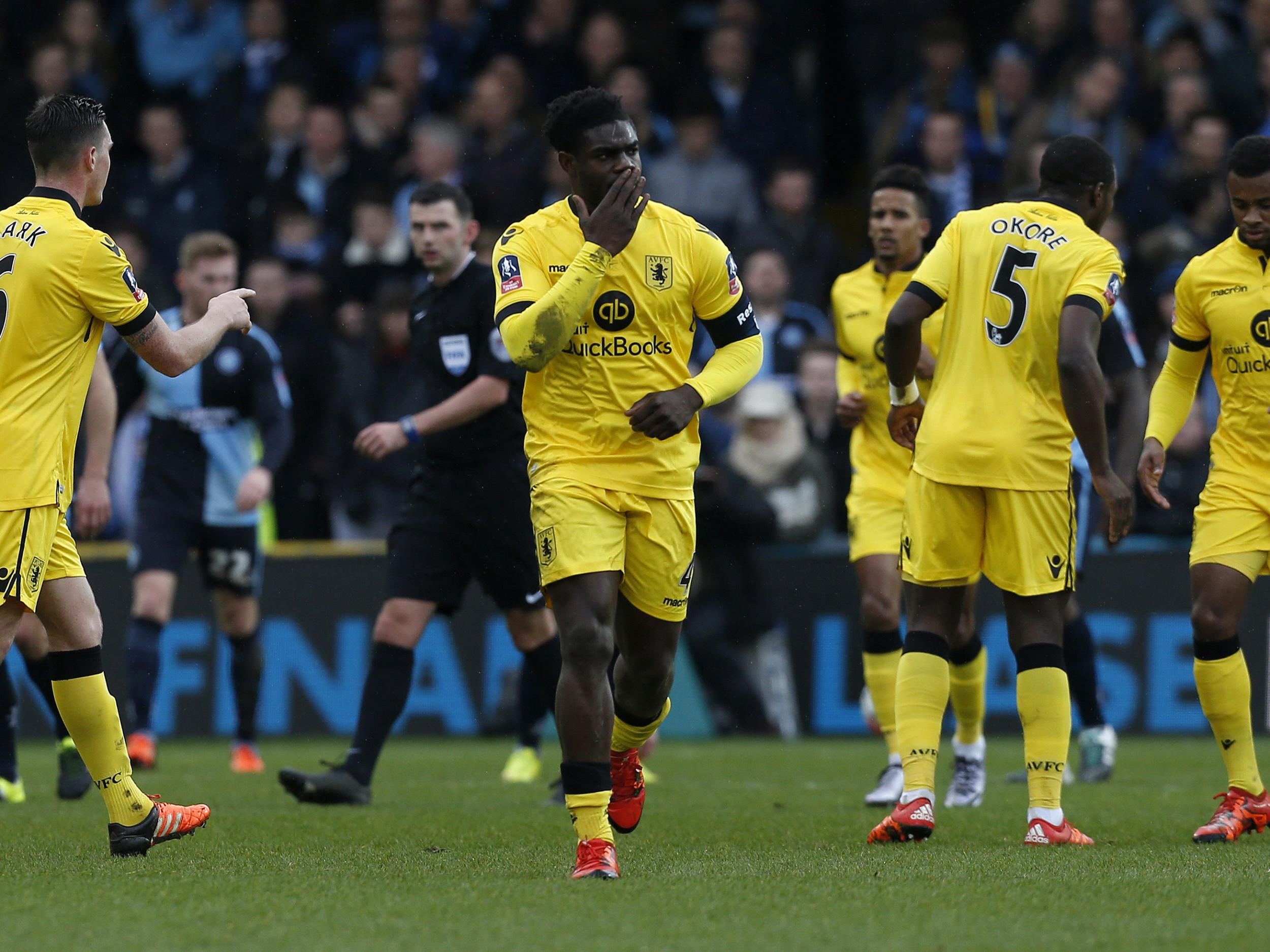 Ricah Richards celebrates scoring against Wycombe in the FA Cup