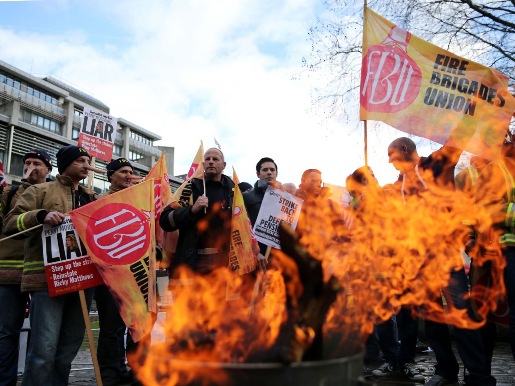 Striking firefighters protest in London last year