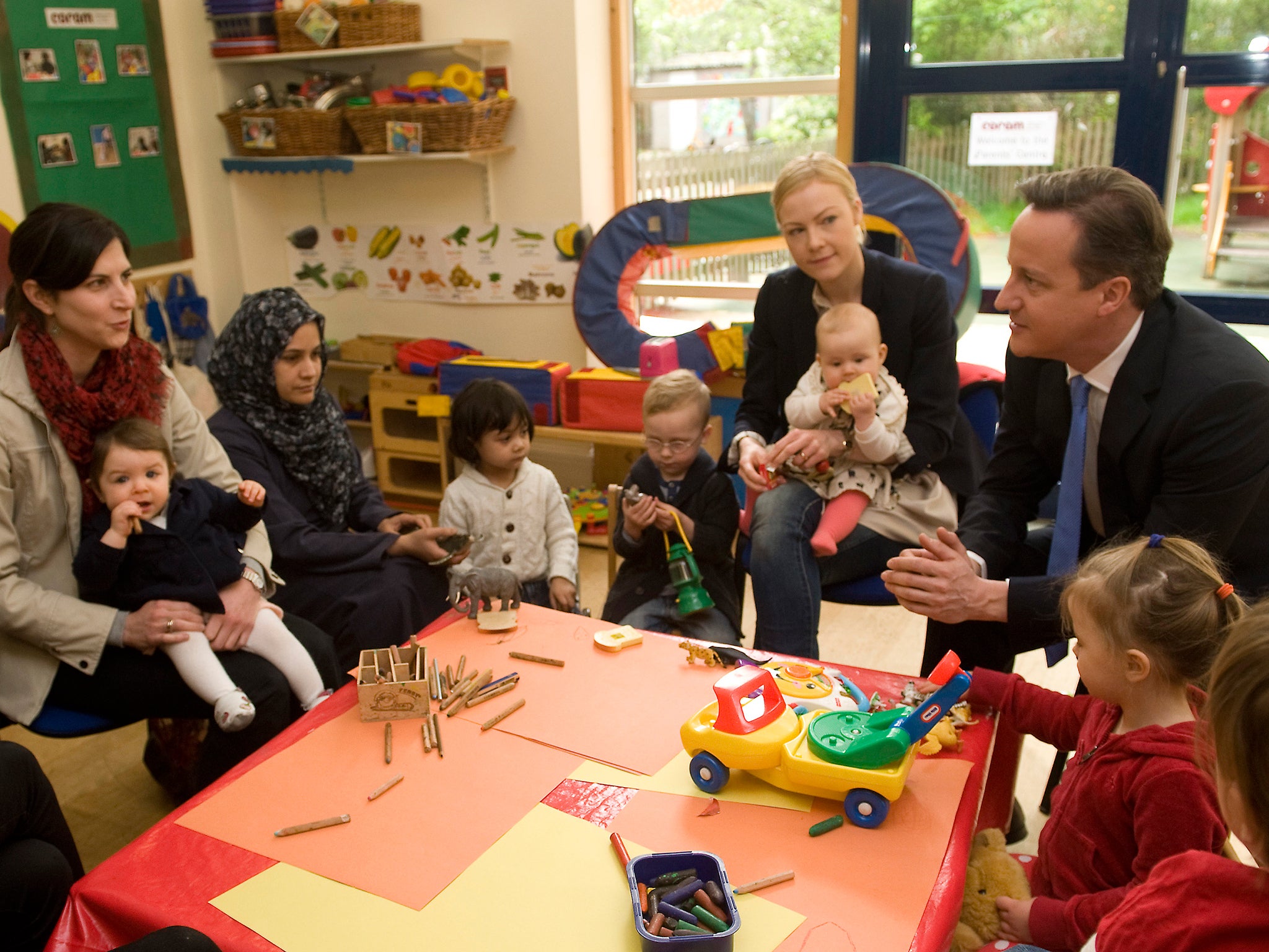 David Cameron visiting a parents’ centre in London in 2012