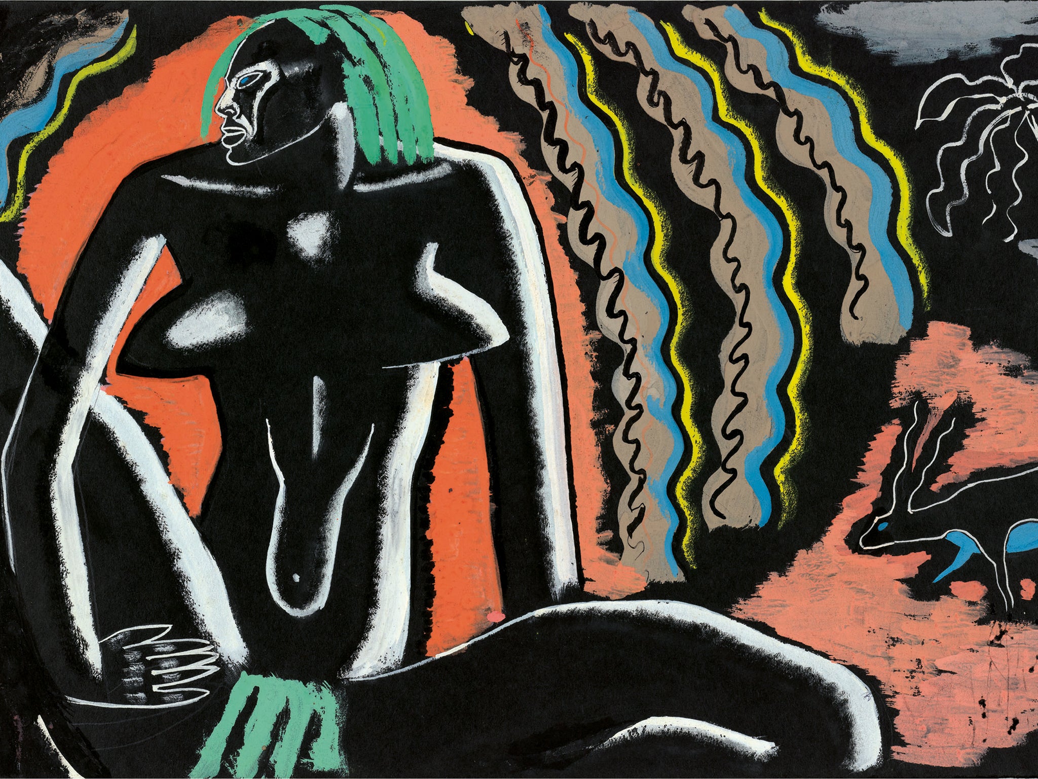 'Nude Figure with Green Hair'