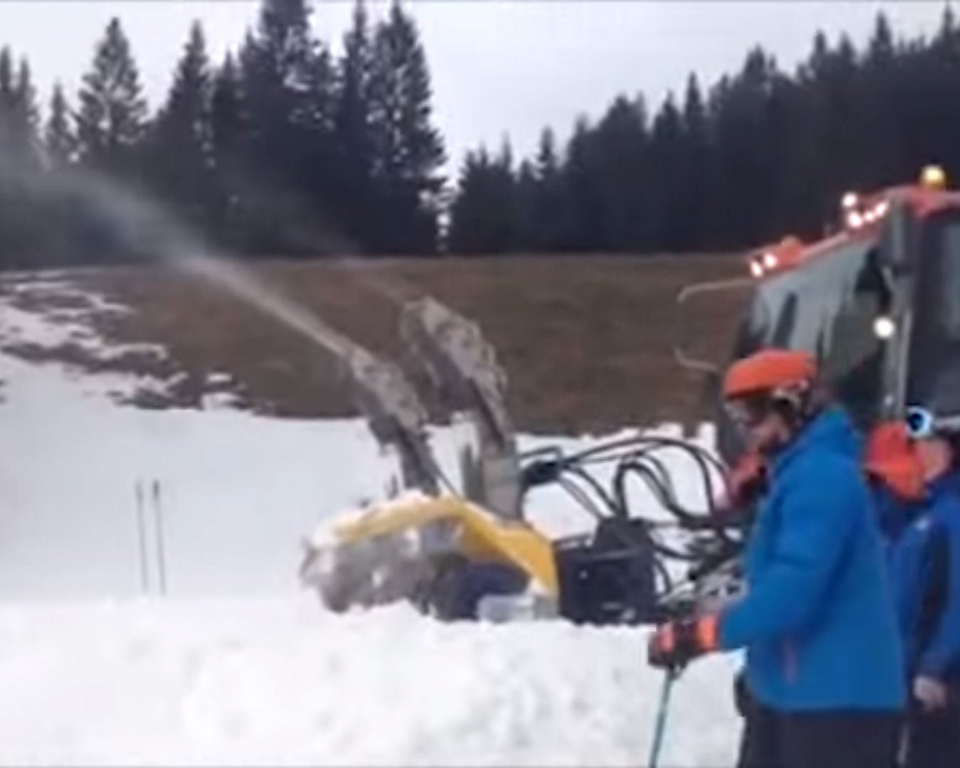 Snow cannons are used to try and make more snow for skiers