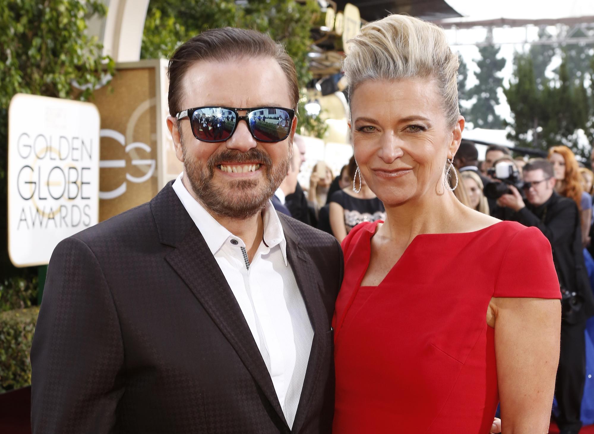 Gervais and Jane Fallon in 2016