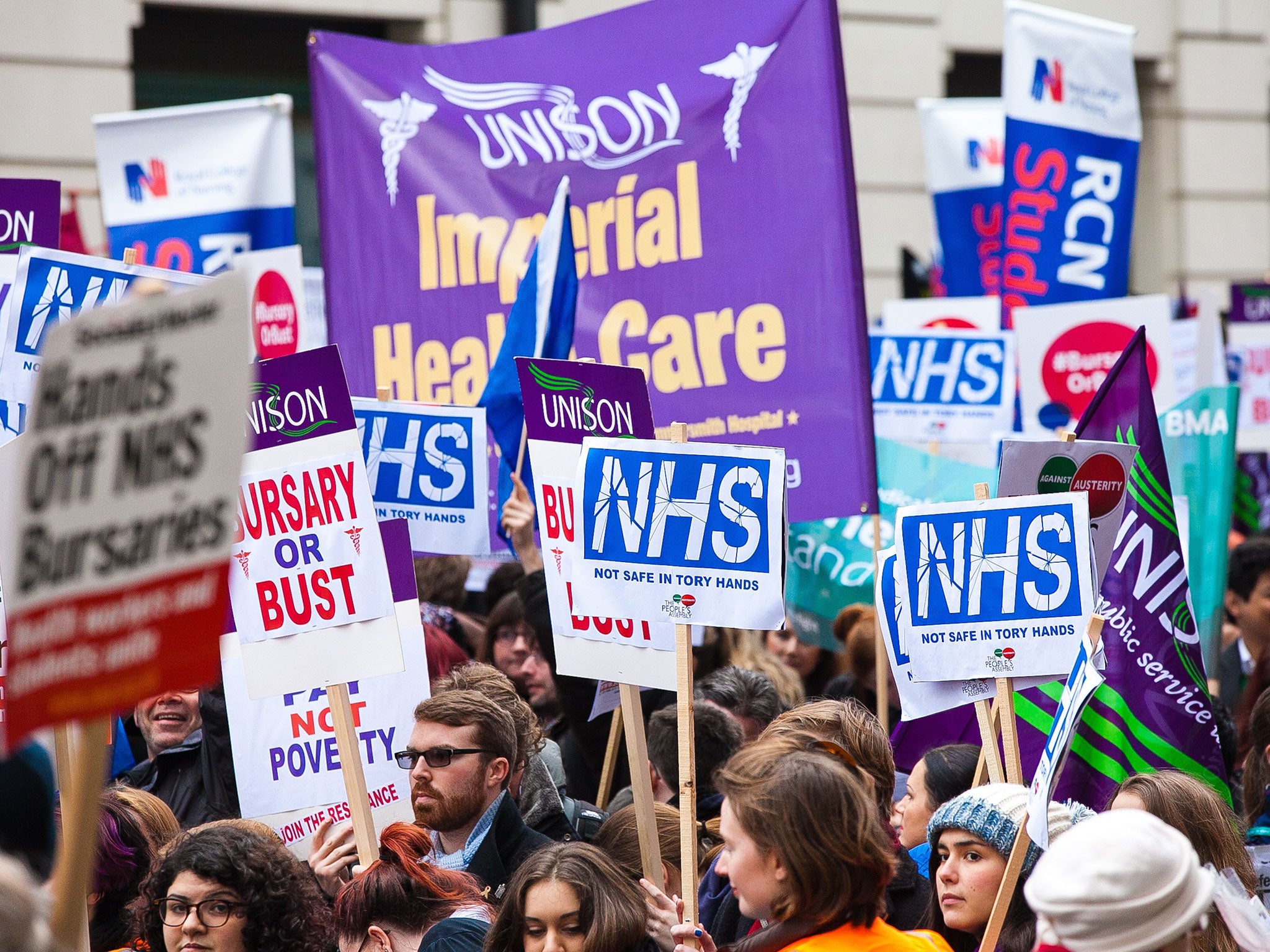 In response to George Osborne's plan to ditch bursaries and replace them with student loans for junior doctors and nurses, thousands rallied in London at the weekend