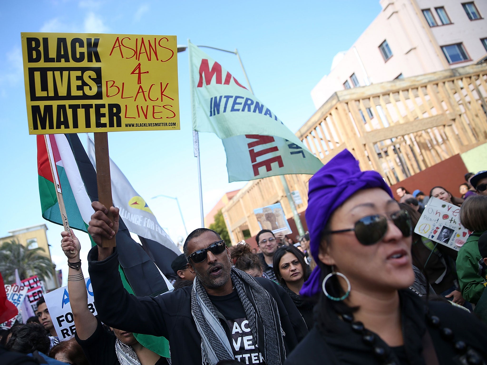 Activists campaign on Martin Luther King Day in 2015