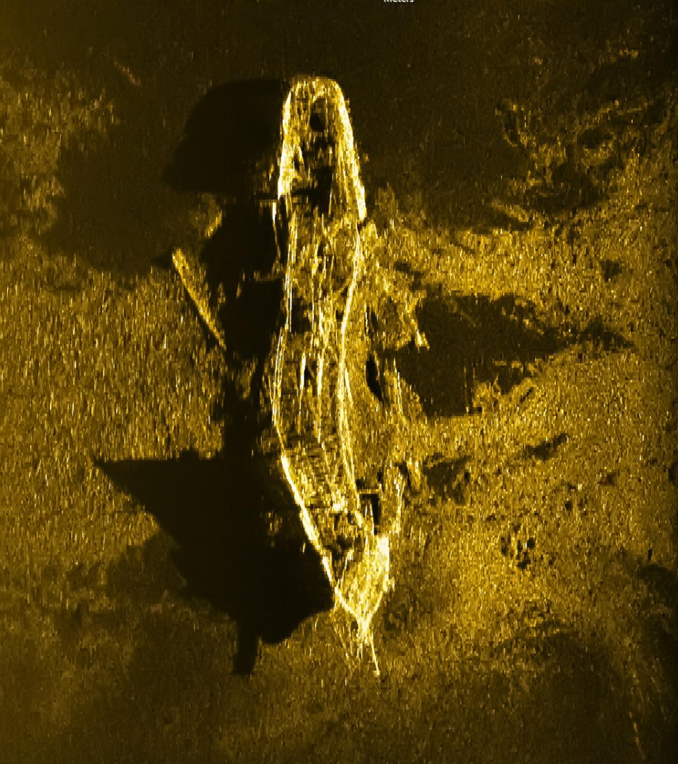 The sonar image of the shipwreck that was mistaken for the lost MH370 flight