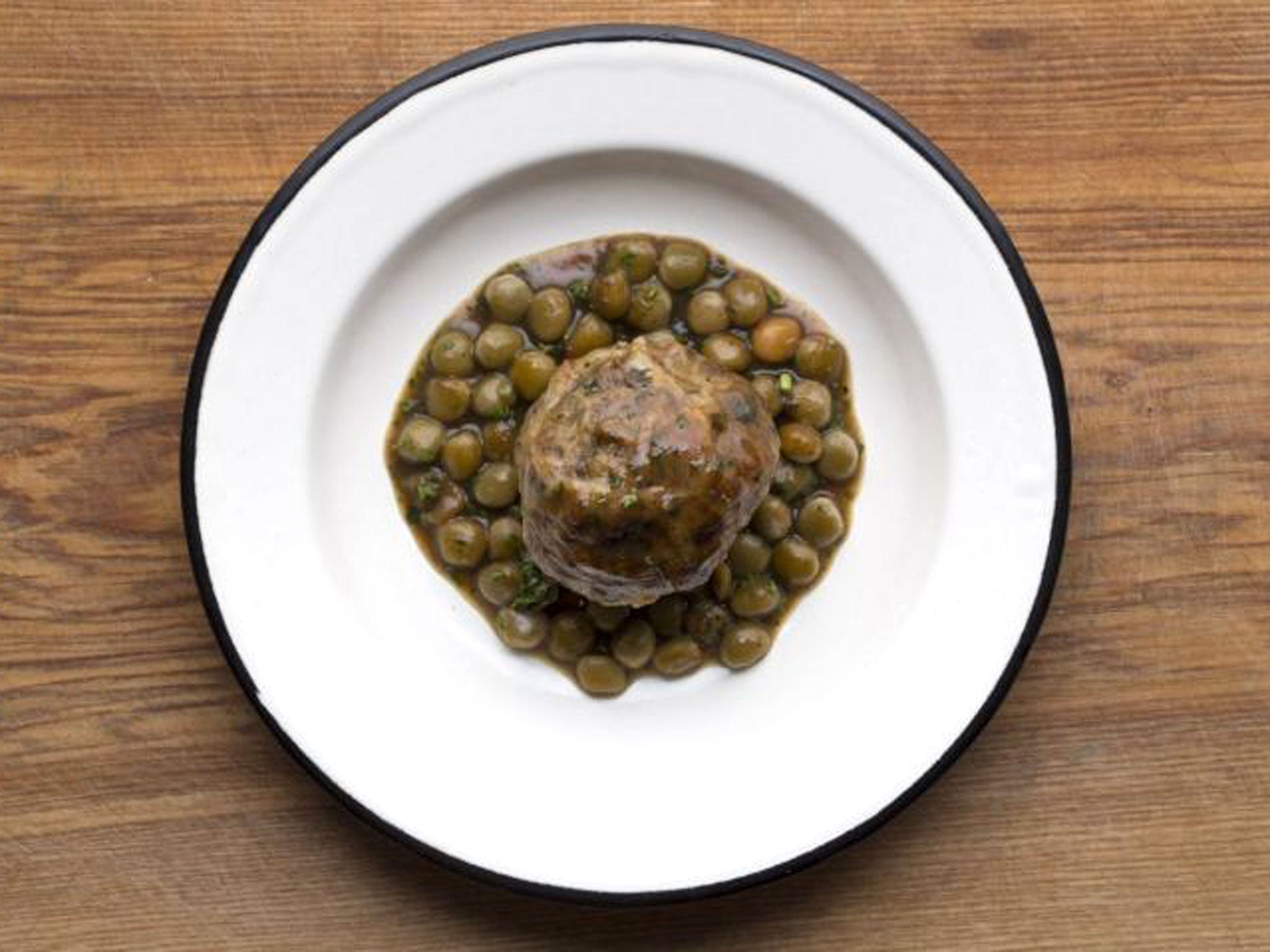 Pork dumpling with marrowfat peas