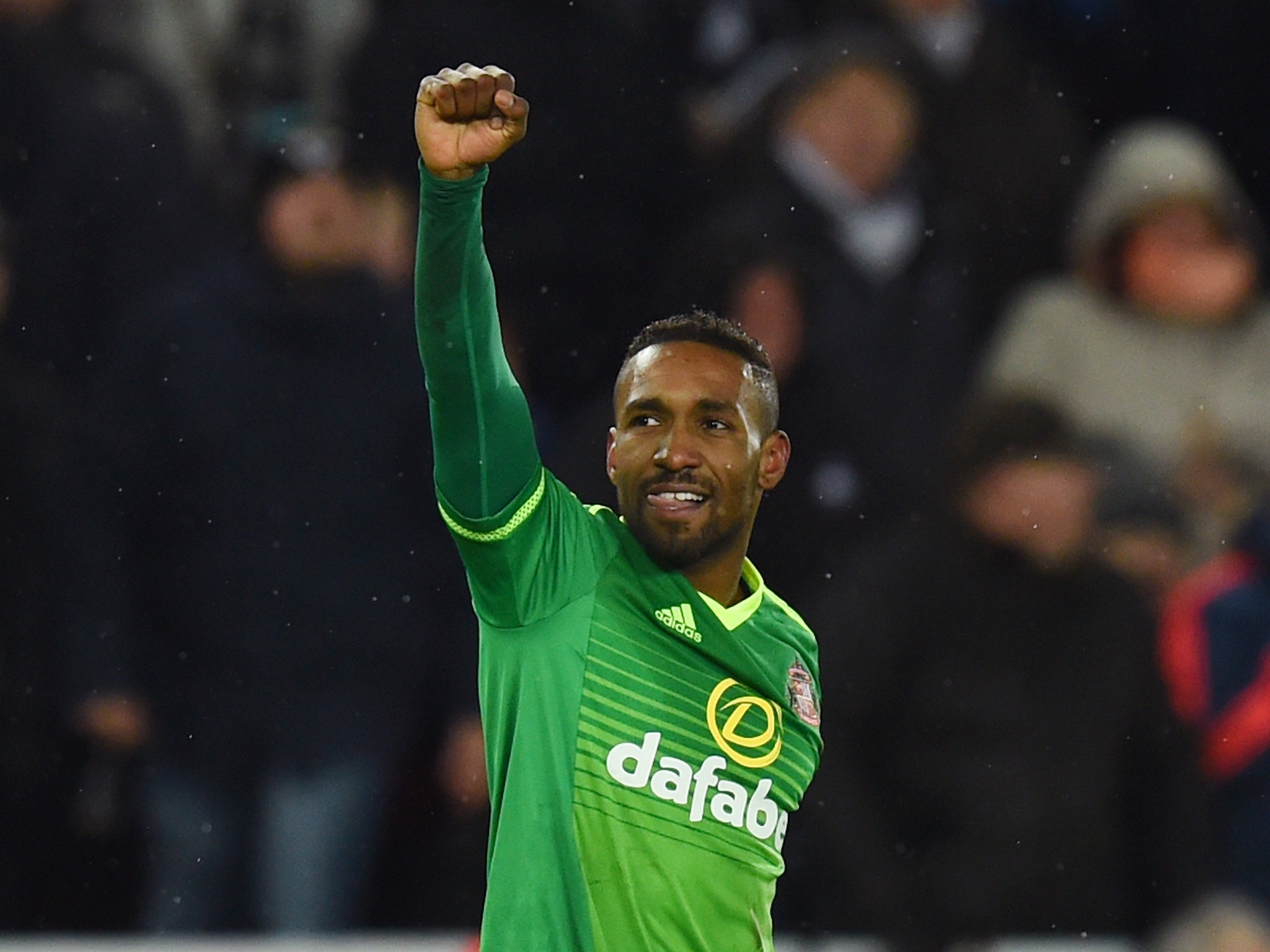 Jermain Defoe celebrates his hat-trick