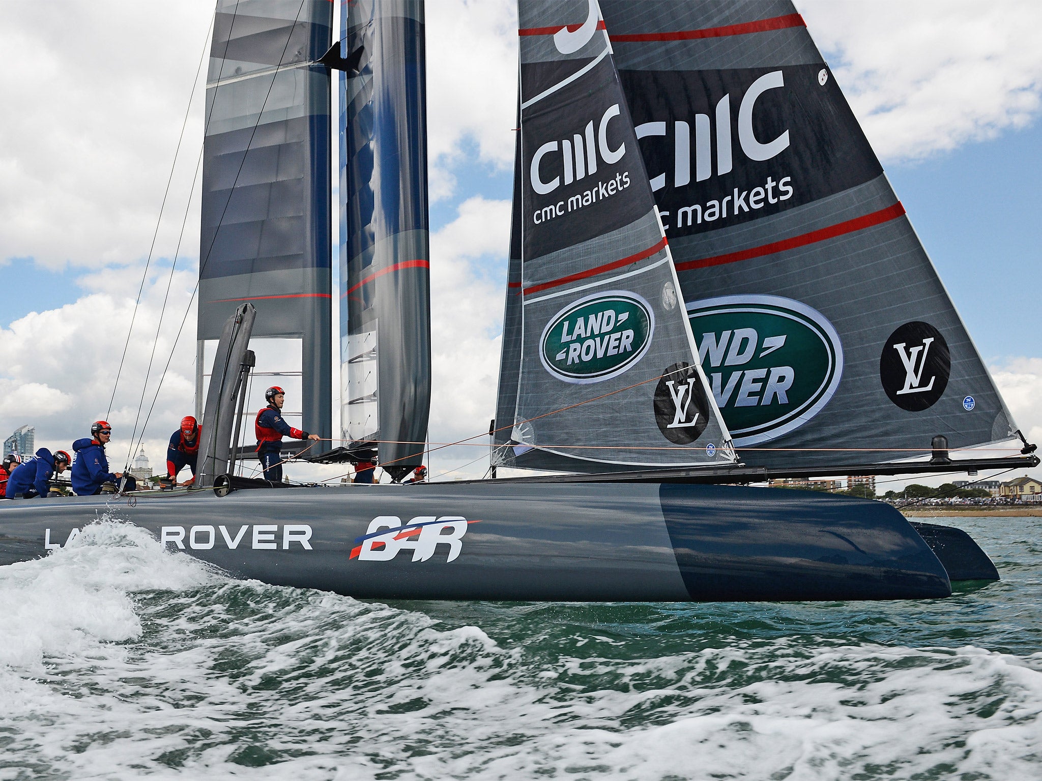 Team Land Rover BAR Britain, skippered by Sir Ben Ainslie and sponsored by CMC, competes in the Americas Cup in Sweden last year