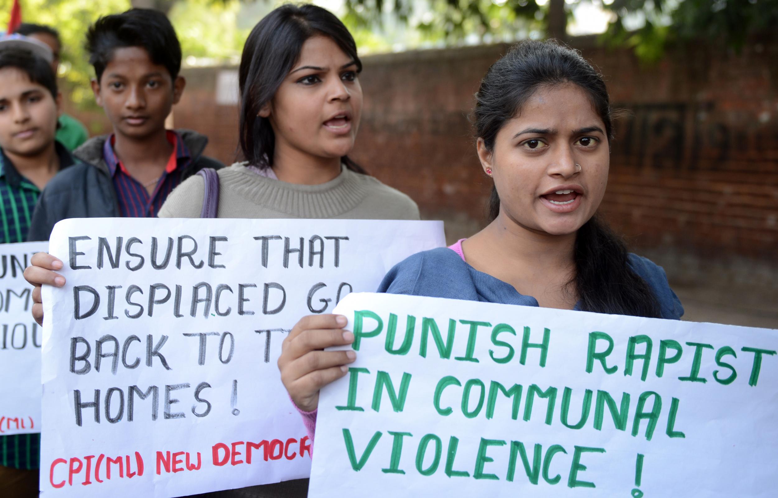 A protest calling for tougher punishments for rapists in Uttar Pradesh, where the rape of a seven-year-old girl has allegedly taken place