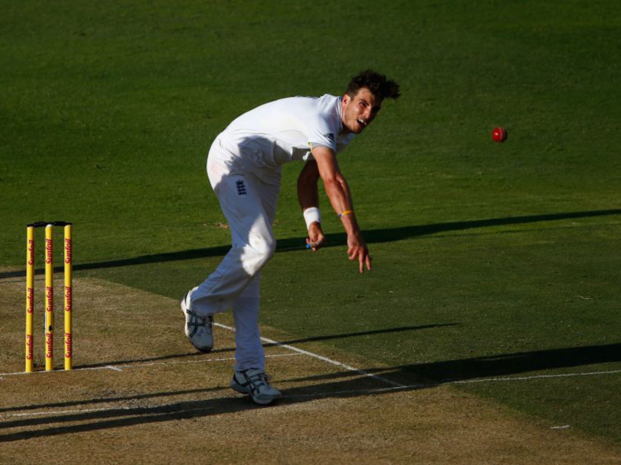 Steven Finn bowling on the first day of the 3rd Test against South Africa