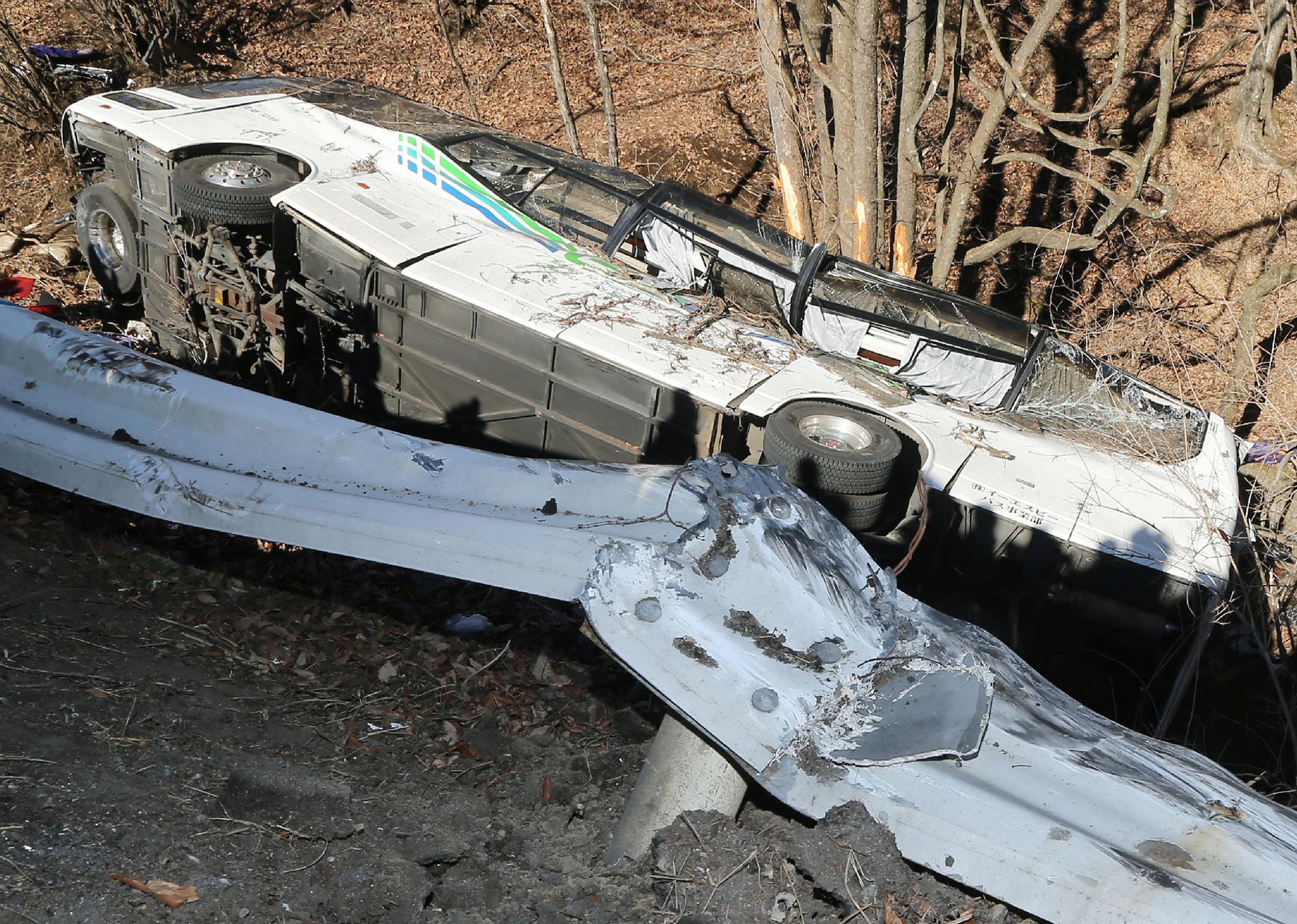 The vehicle had 41 people on board and was travelling from Tokyo to a ski resort in Nagano province when it skidded off the road near the town of Karuizawa at around 2am Friday morning