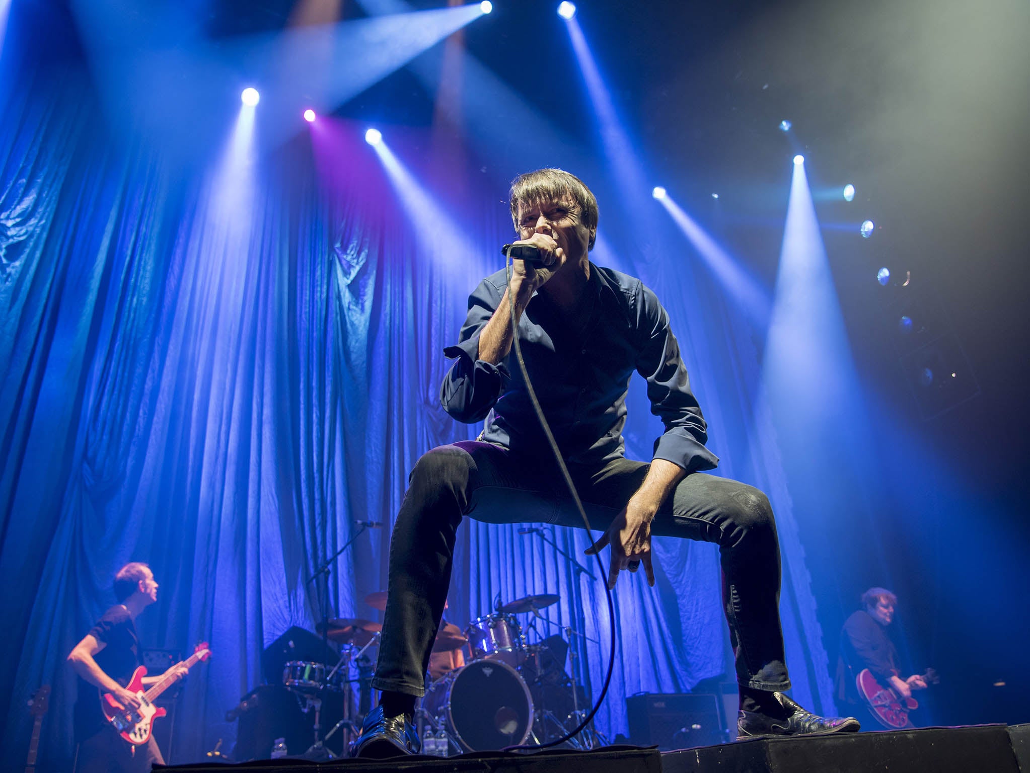 Suede at The Roundhouse; lead singer, Brett Anderson,performing during the second half of the show