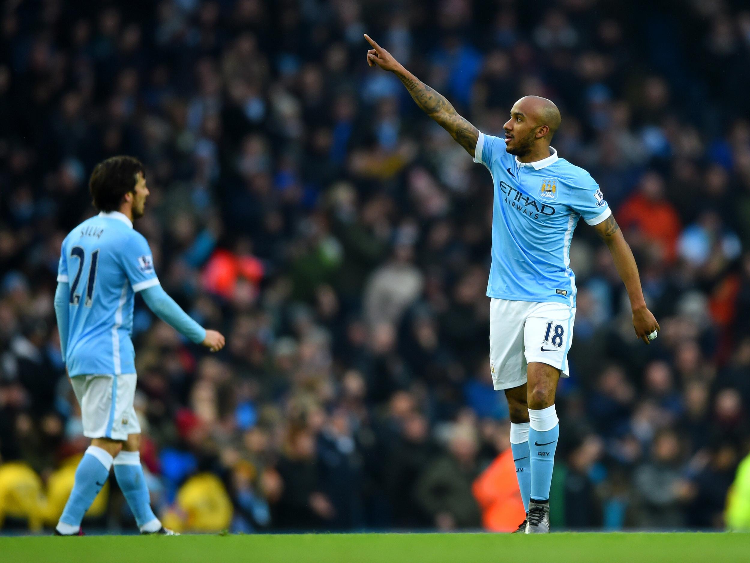 Fabian Delph celebrates scoring