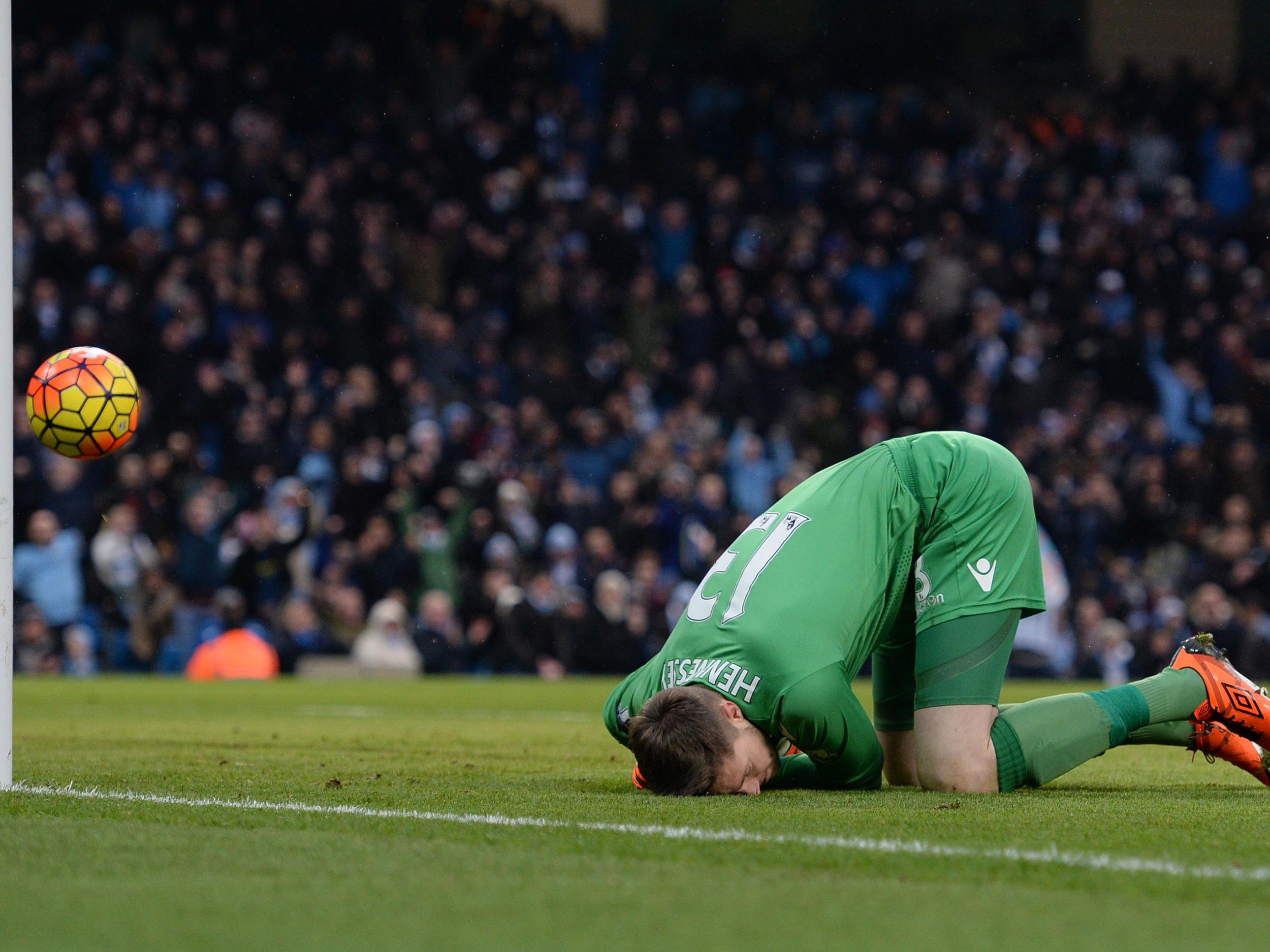 Wayne Hennessey reacts in anguish