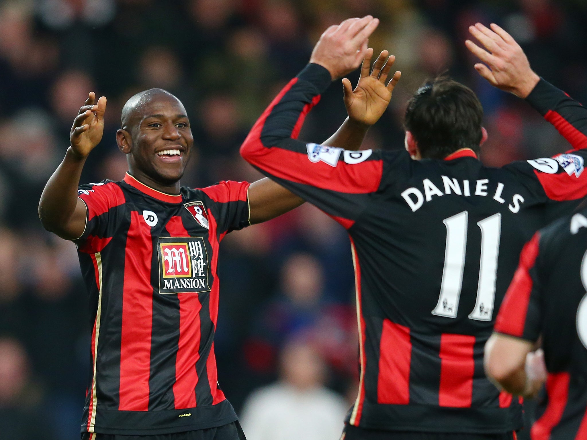 Benik Afobe celebrates scoring his first goal for his new club