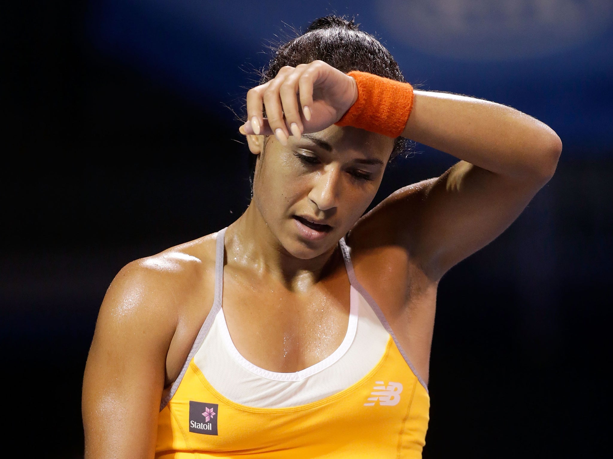 British hopeful Heather Watson crashed out against Timea Babos