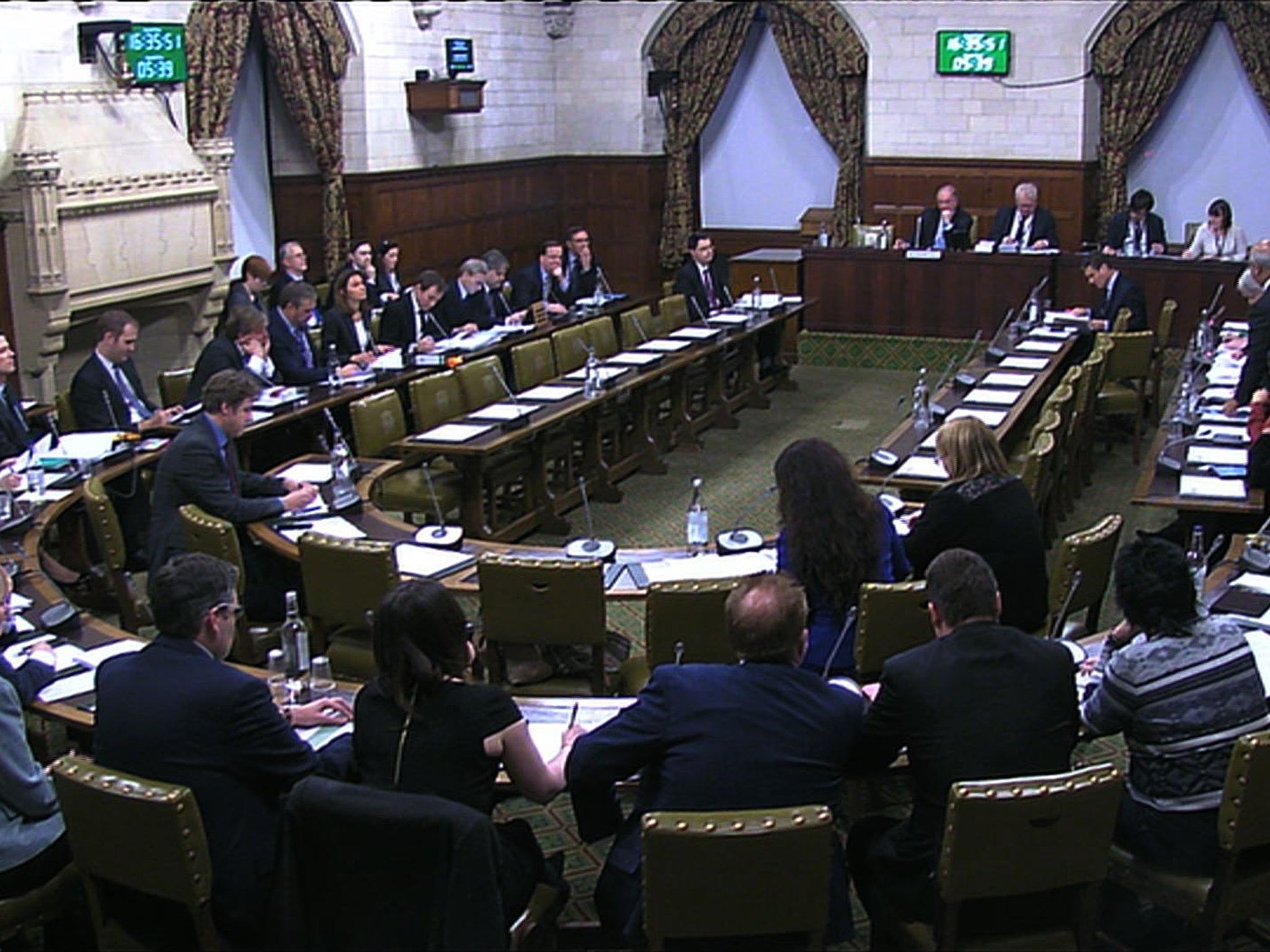 Members of parliament gathered in a chamber at the Houses of Parliament in London on January 18, 2016 to debate whether to ban US presidential hopeful Donald Trump from entering the country for "hate speech" after his controversial comments targeting Muslims, Mexicans and others.