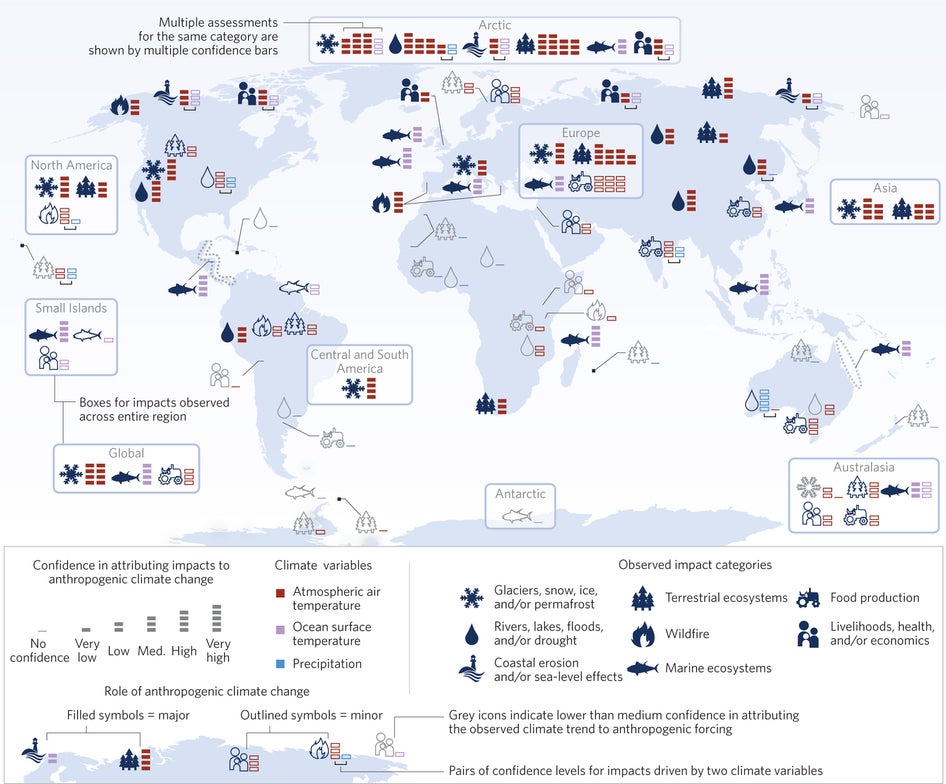 This map shows the varying effects of climate change across the world, and the confidence with which they can be attributed to humans (Pic: Gerrit Hansen, Potsdam Institute)