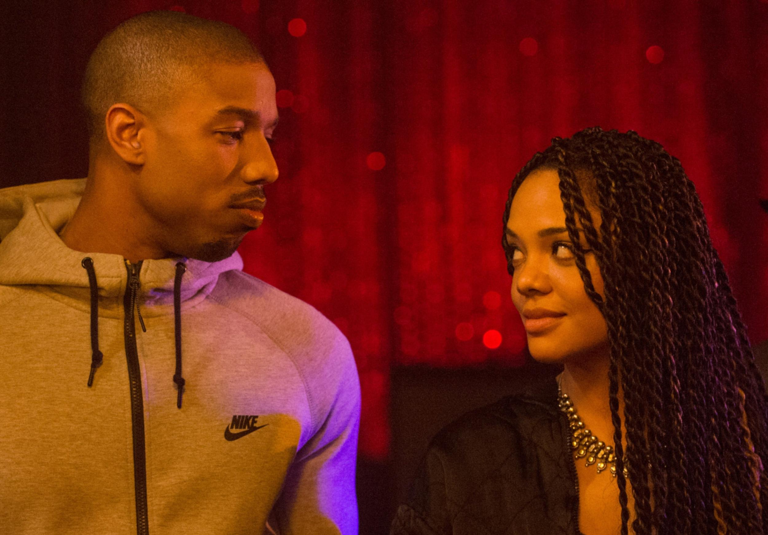 Tessa Thompson and Michael B Jordan in Creed