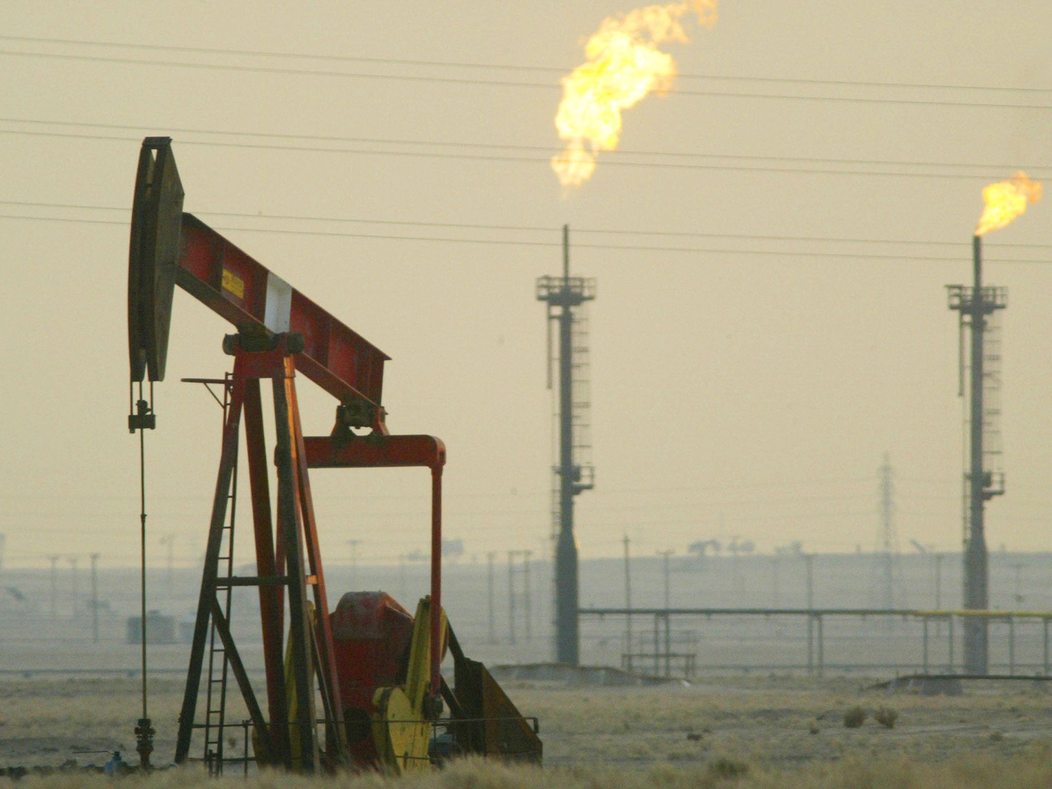 A derek pumps in a oil field