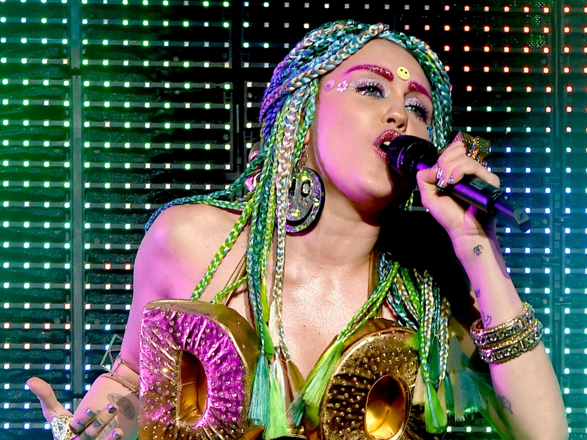 Miley Cyrus performing at the Wiltern Theatre, December 2015