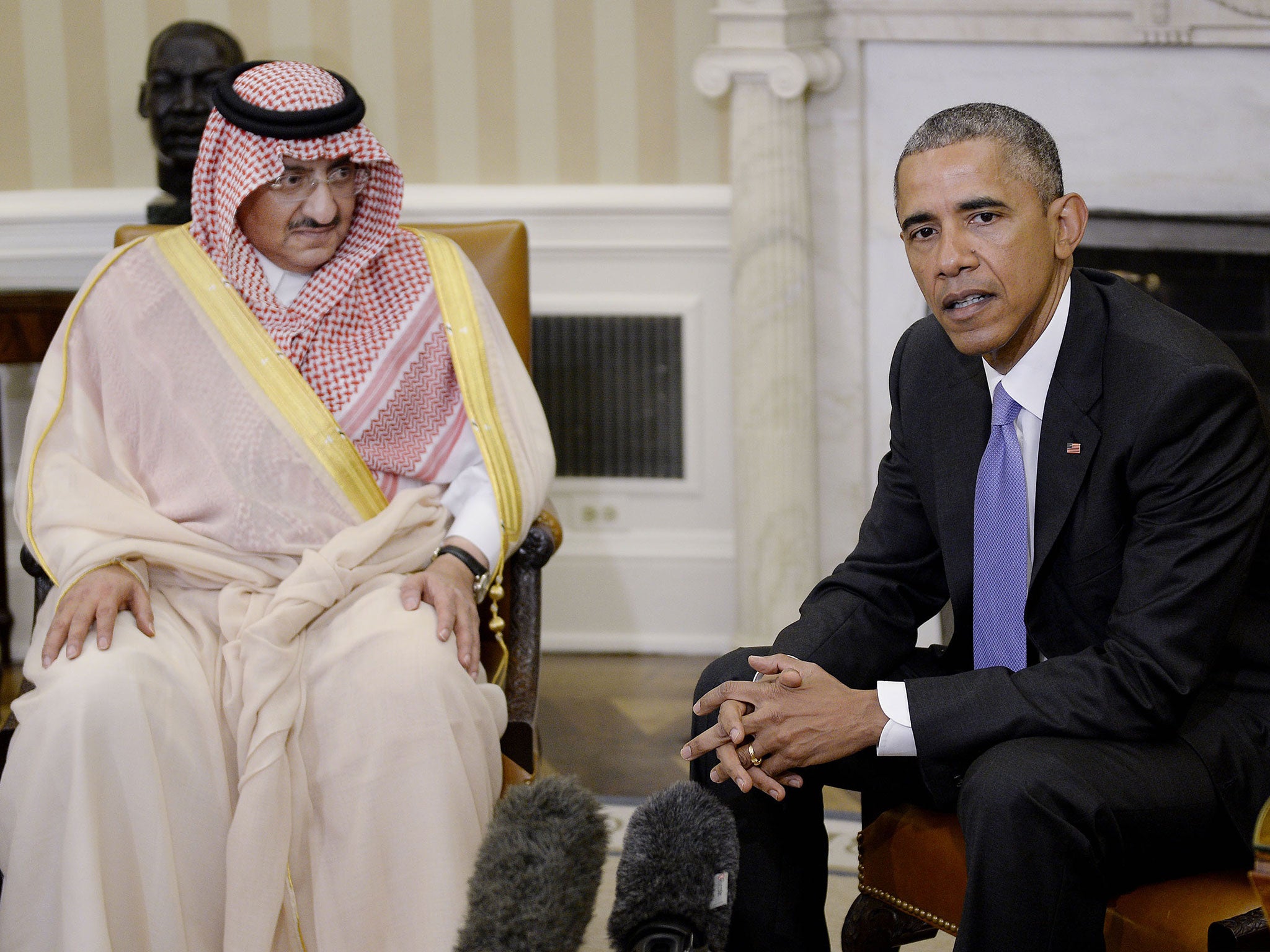 Crown Prince Mohammed bin Nayef of Saudi Arabia meets with Barack Obama at the White House on 13 May, 2015