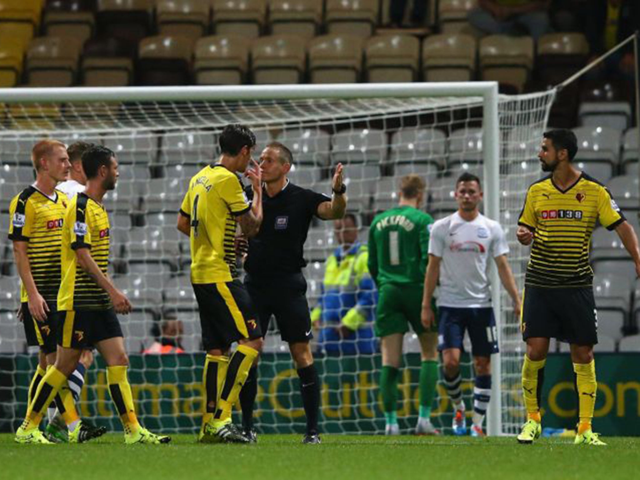 Miguel Britos is sent off against Preston