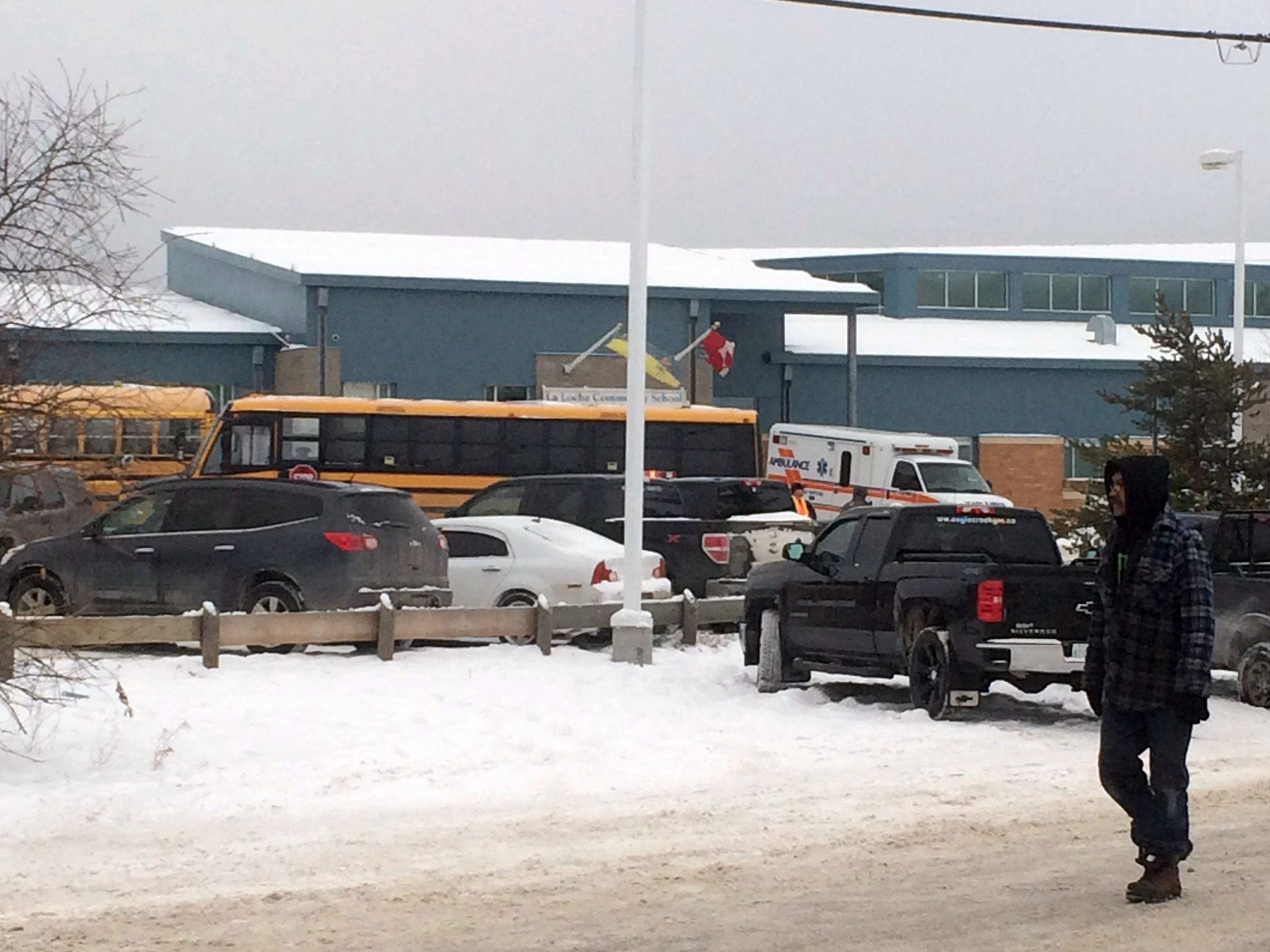 The outside of La Loche Community School is shown on Friday Jan. 22, 2016.